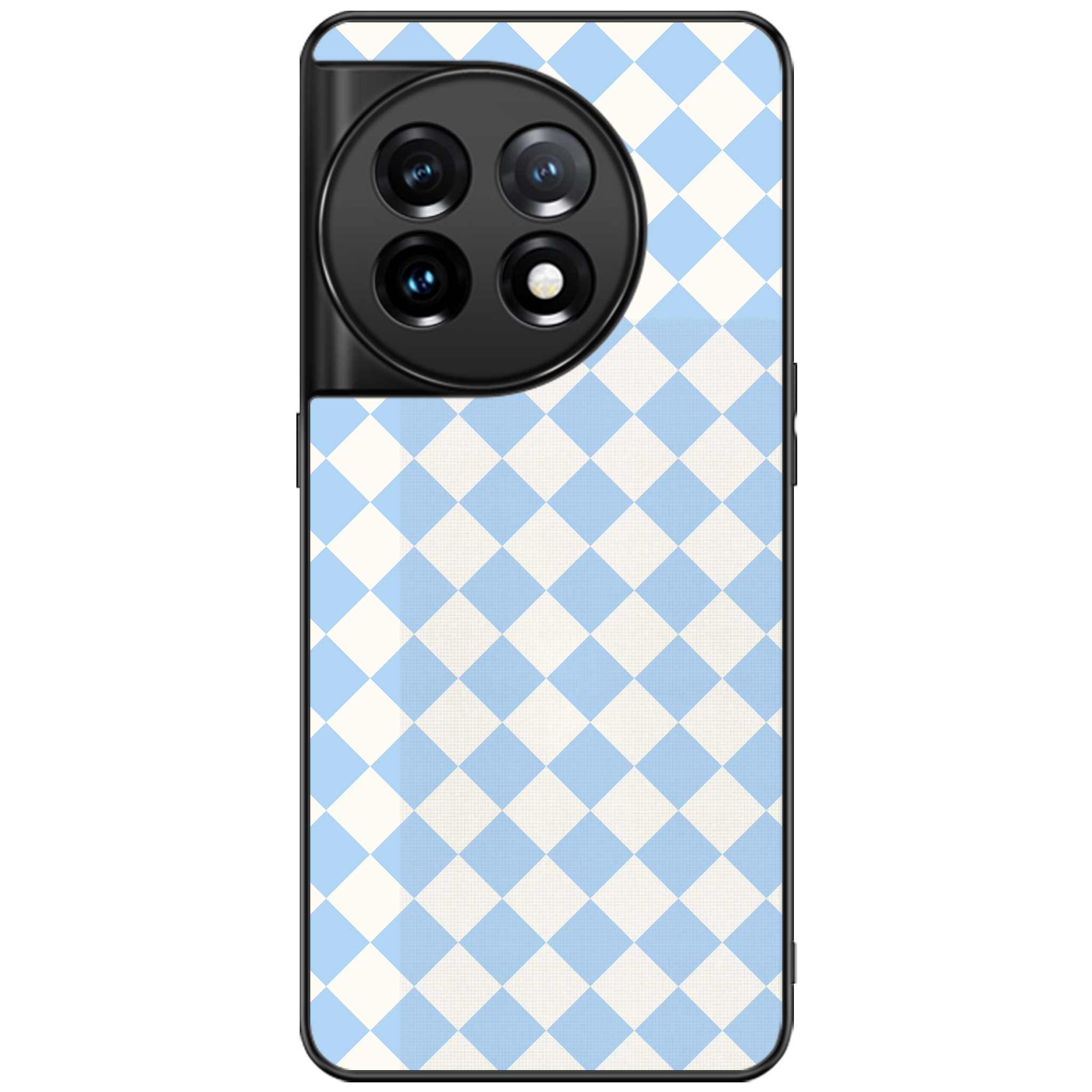 Blue and White Checkers Glossy Phone Case | Winky Cats