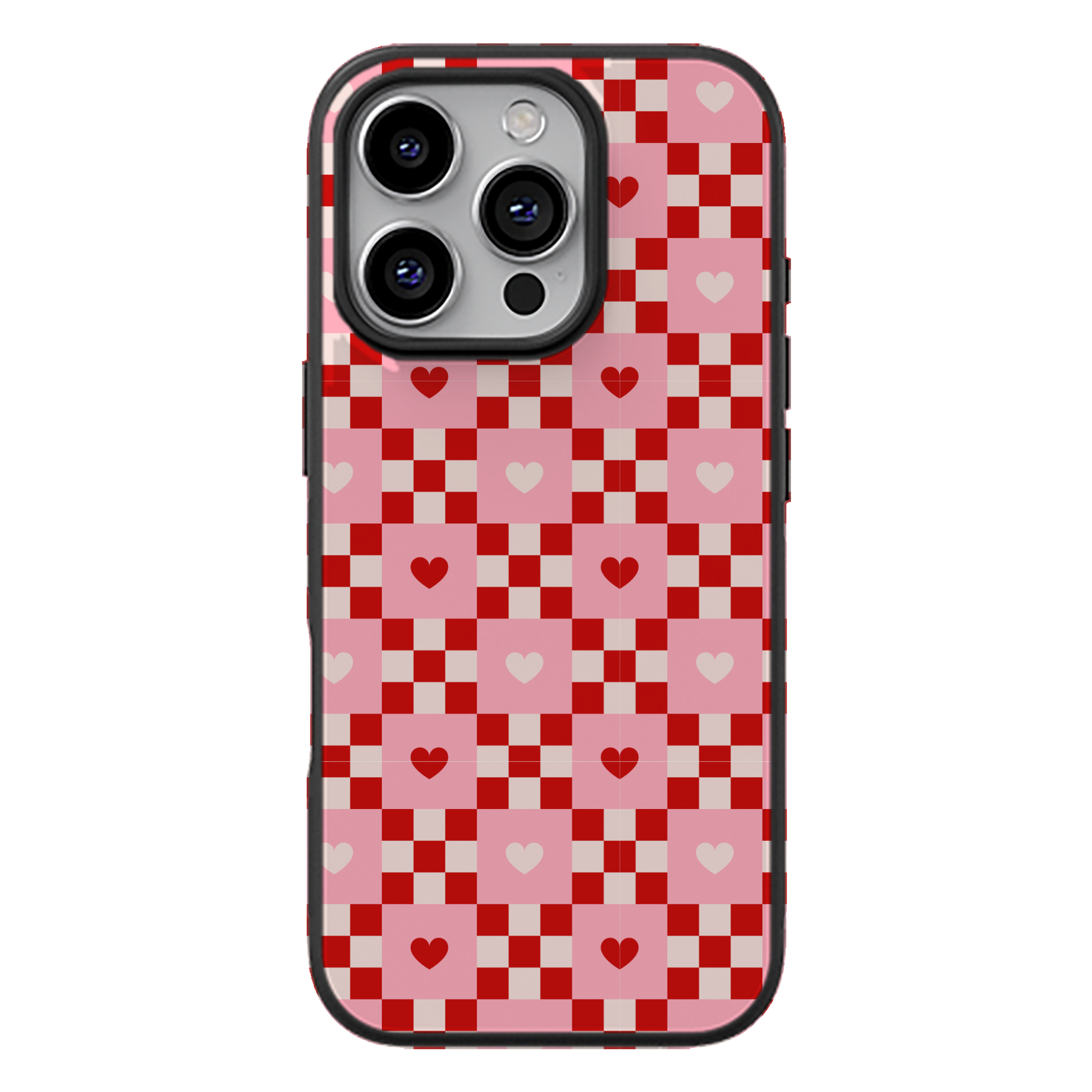 Cherry Hearts Gingham Phone Case | Winky Cats