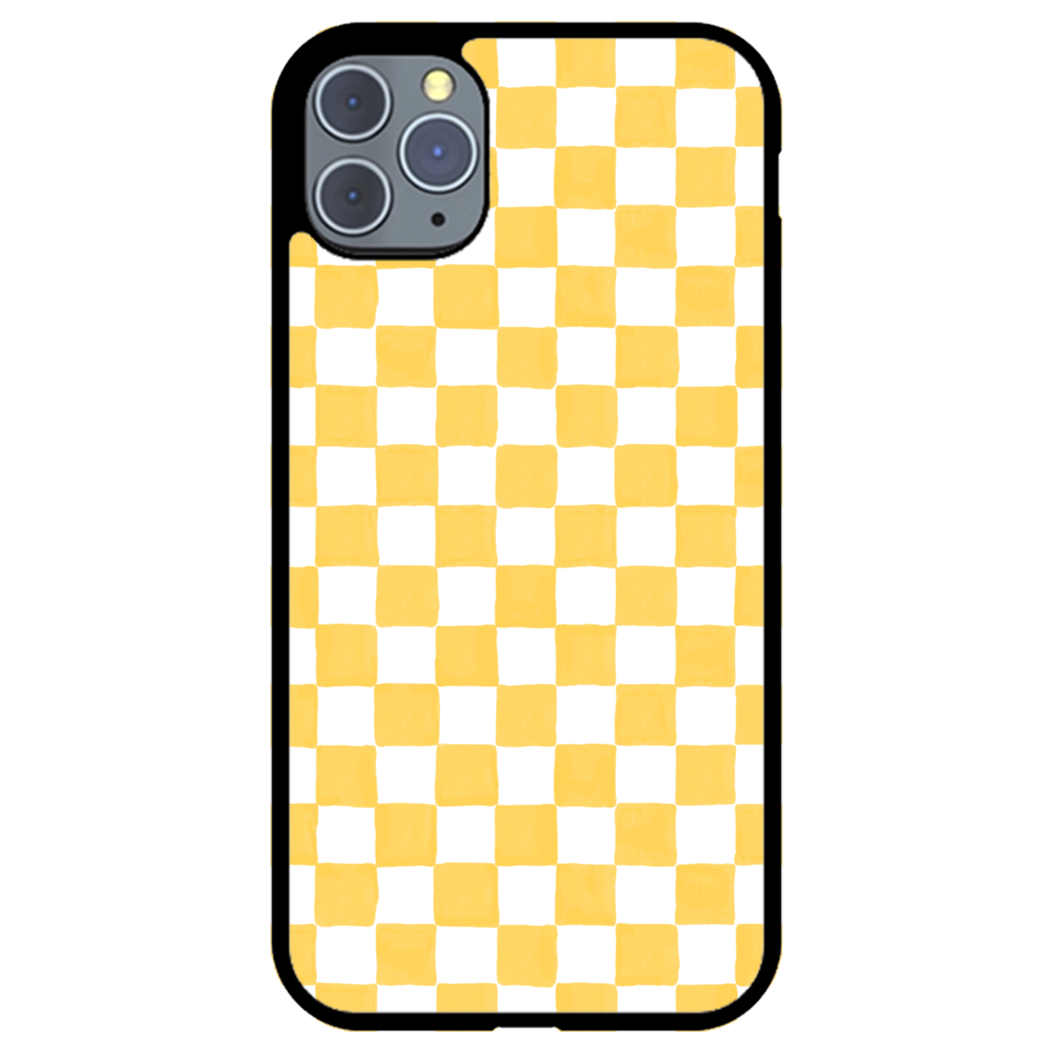 Yellow and White Checkers Glossy Phone Case | Winky Cats