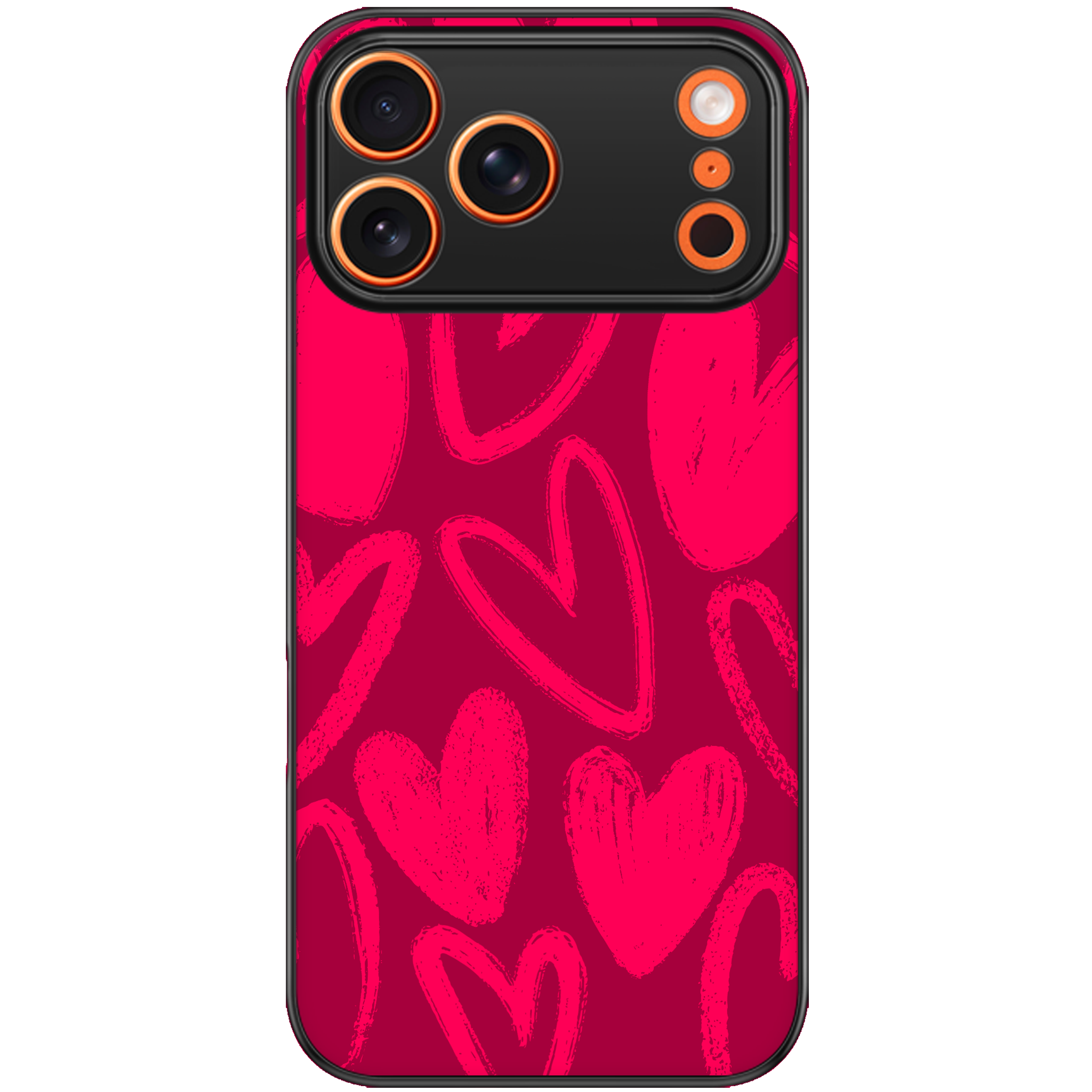 Berry Painted Hearts Glossy Phone Case | Winky Cats