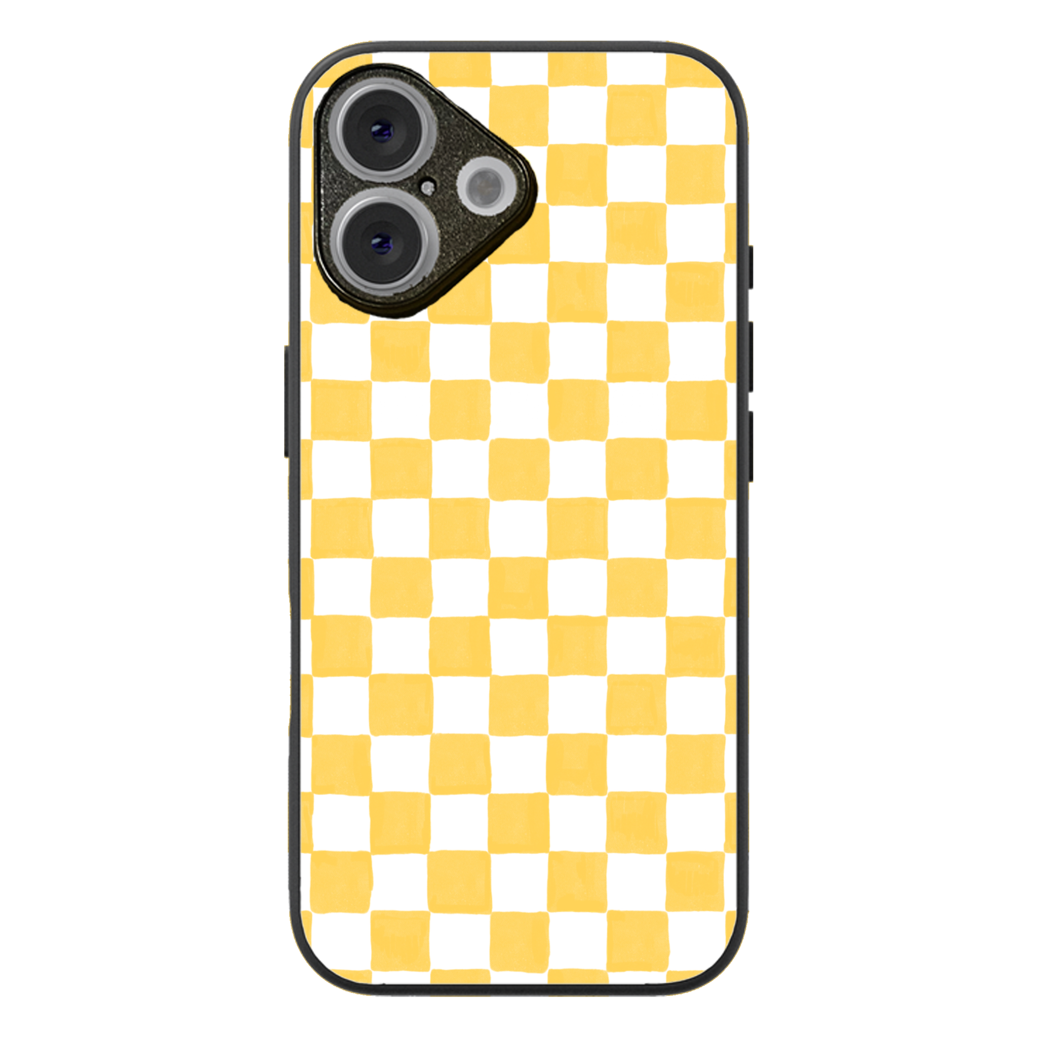 Yellow and White Checkers Glossy Phone Case | Winky Cats