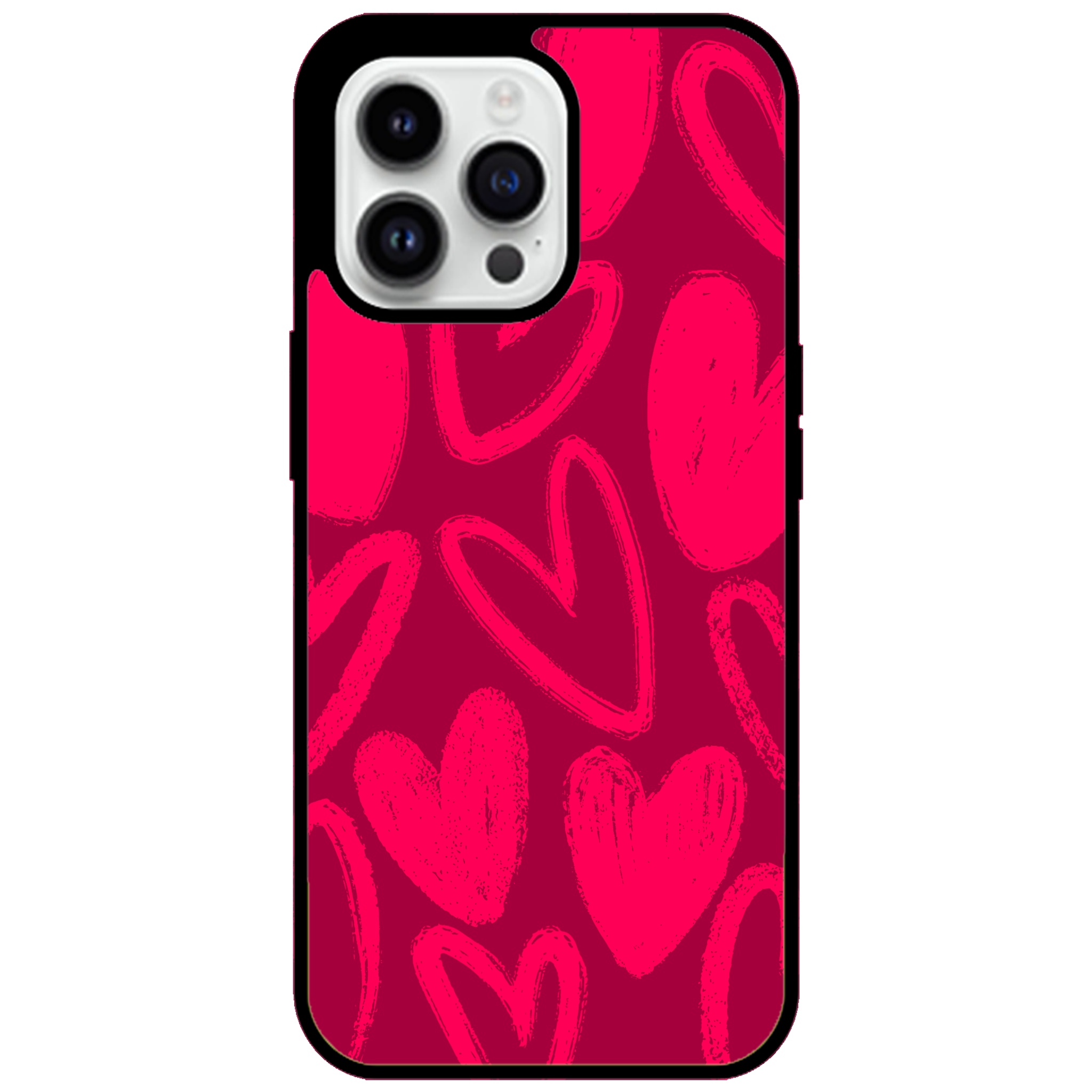 Berry Painted Hearts Glossy Phone Case | Winky Cats
