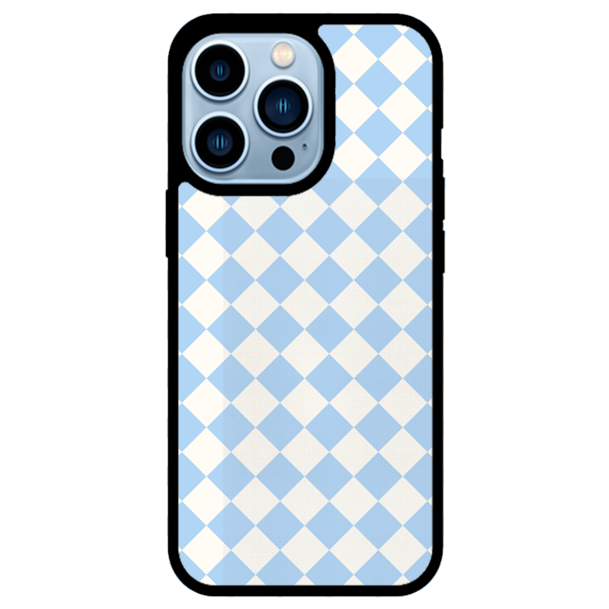 Blue and White Checkers Glossy Phone Case | Winky Cats