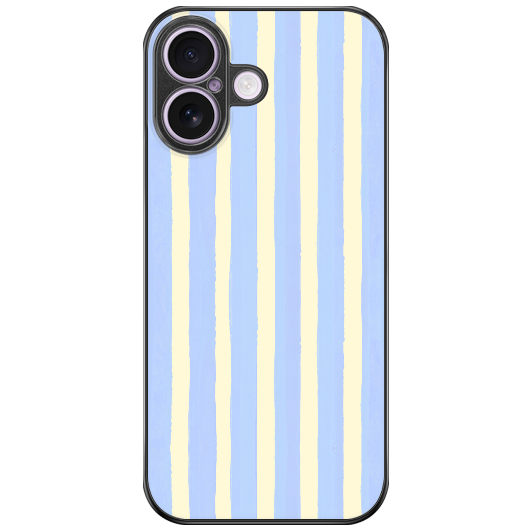 Light Blue Thin Vertical Stripes Glossy Phone Case | Winky Cats