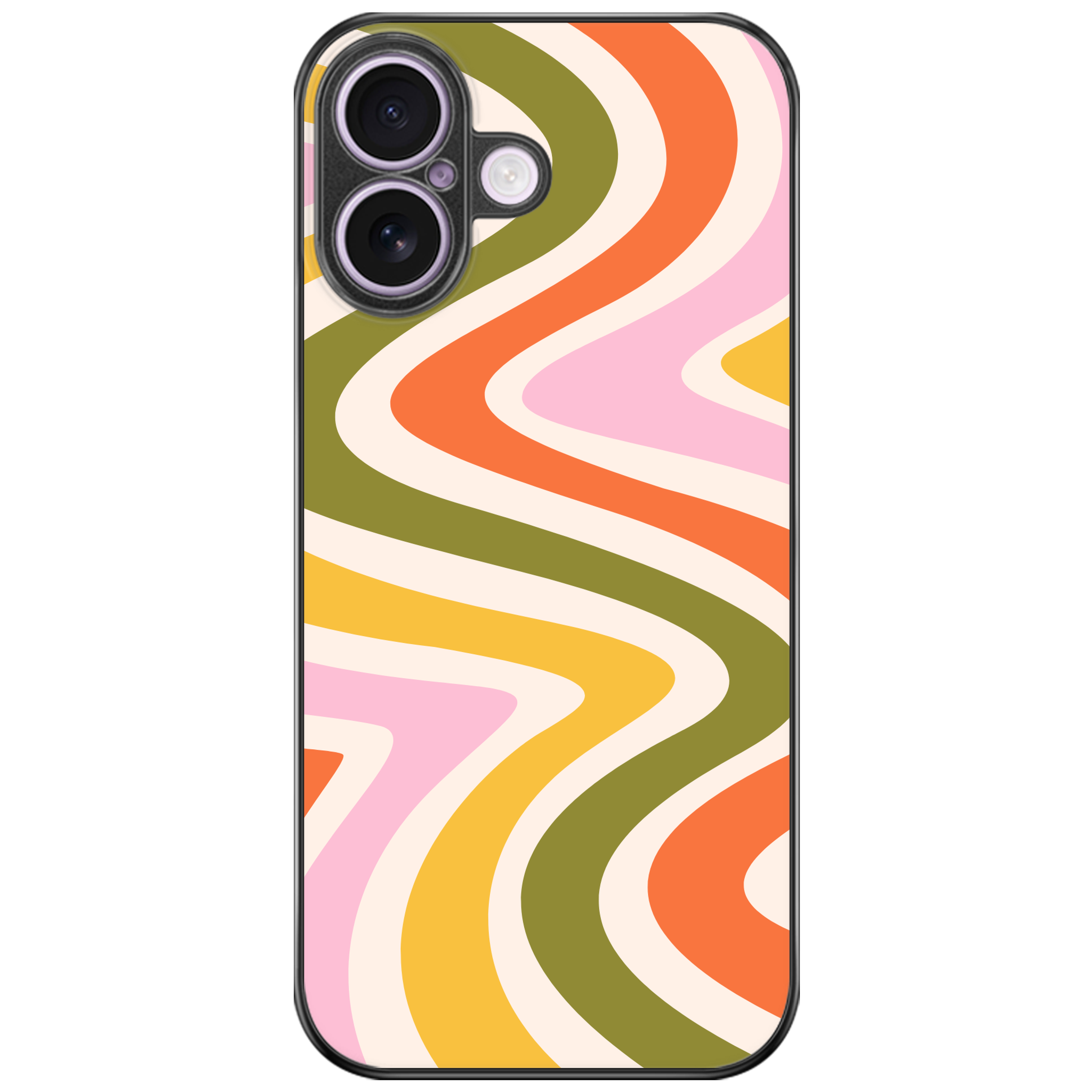 Multicolour Groovy Wavy Stripes Glossy Phone Case | Winky Cats