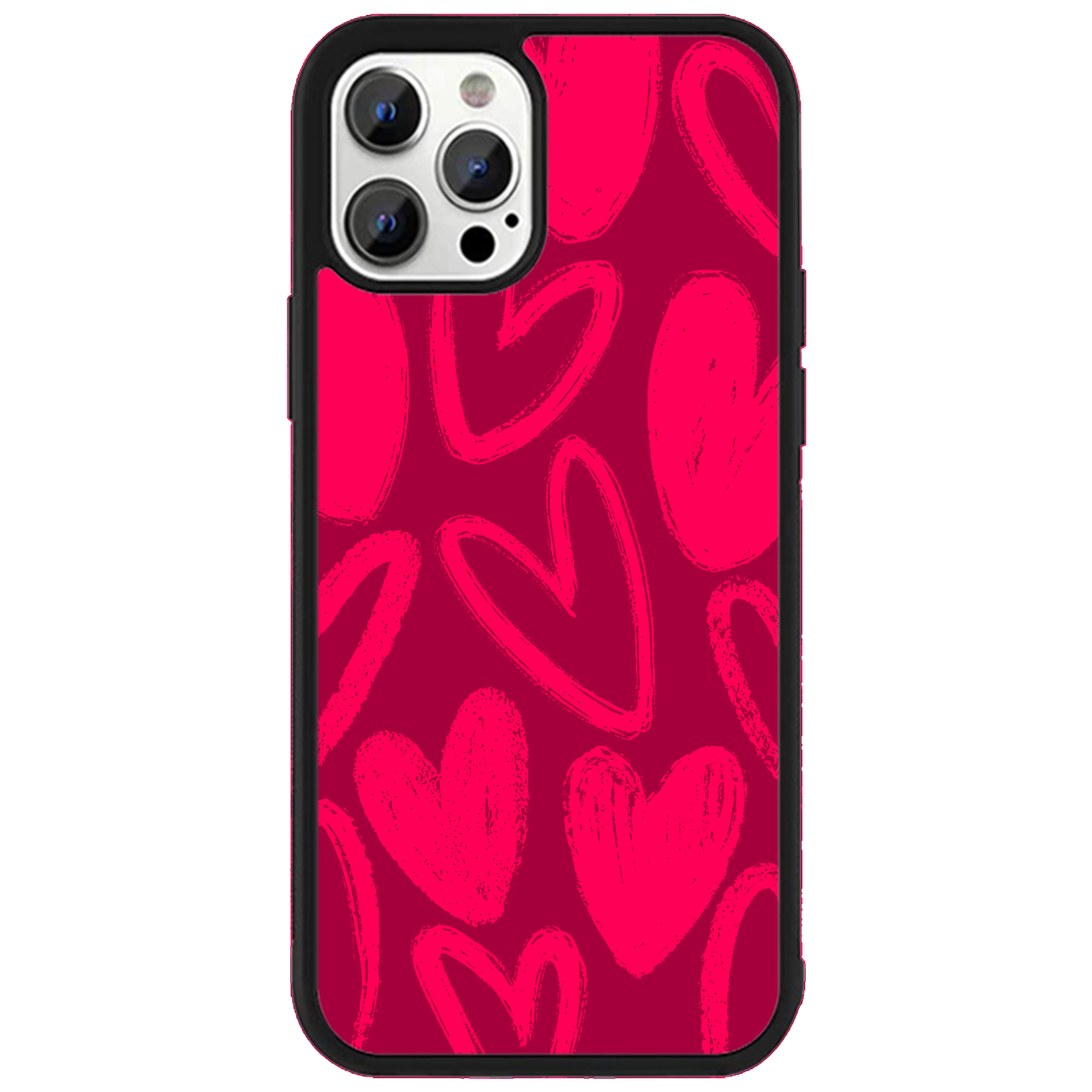 Berry Painted Hearts Glossy Phone Case | Winky Cats