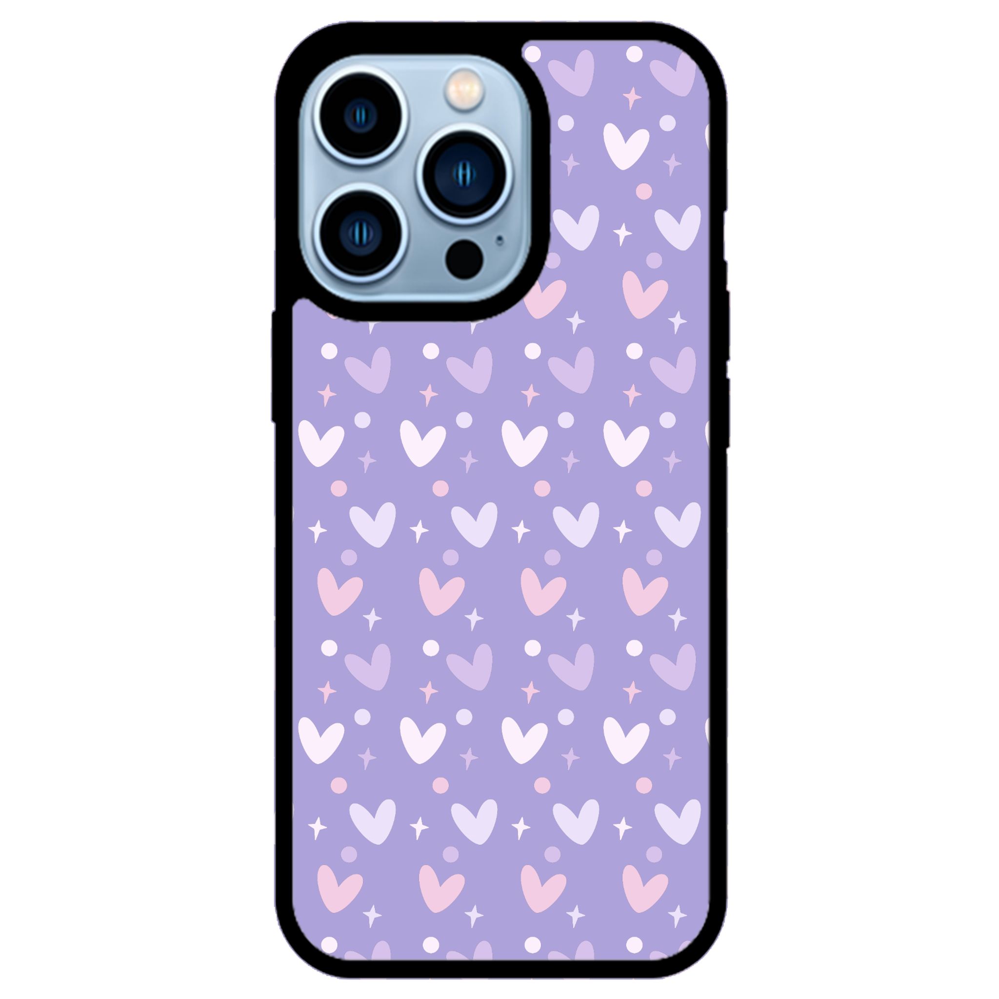 Lilac Heart Confetti Glossy Phone Case | Winky Cats