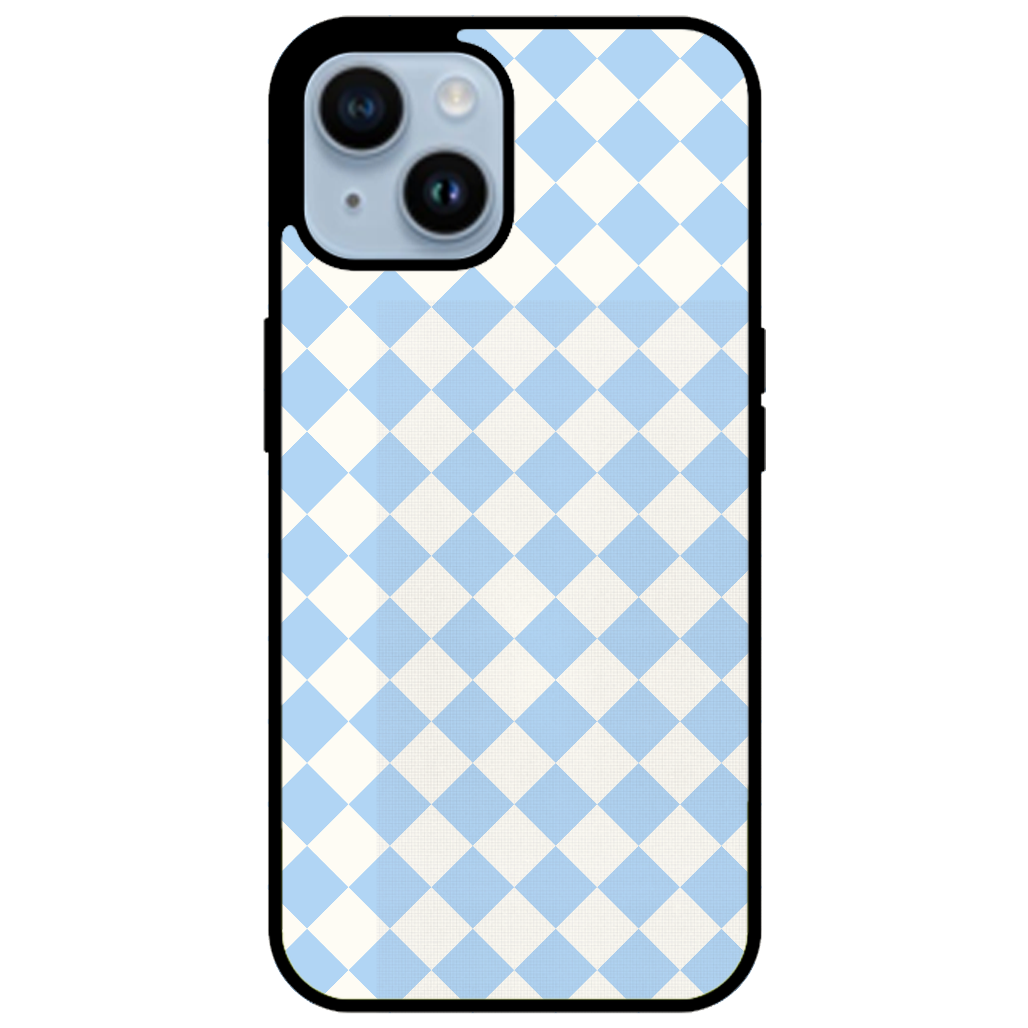 Blue and White Checkers Glossy Phone Case | Winky Cats