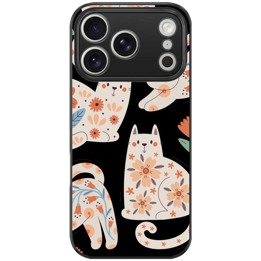 Folk Floral Cat Aesthetic Phone Case