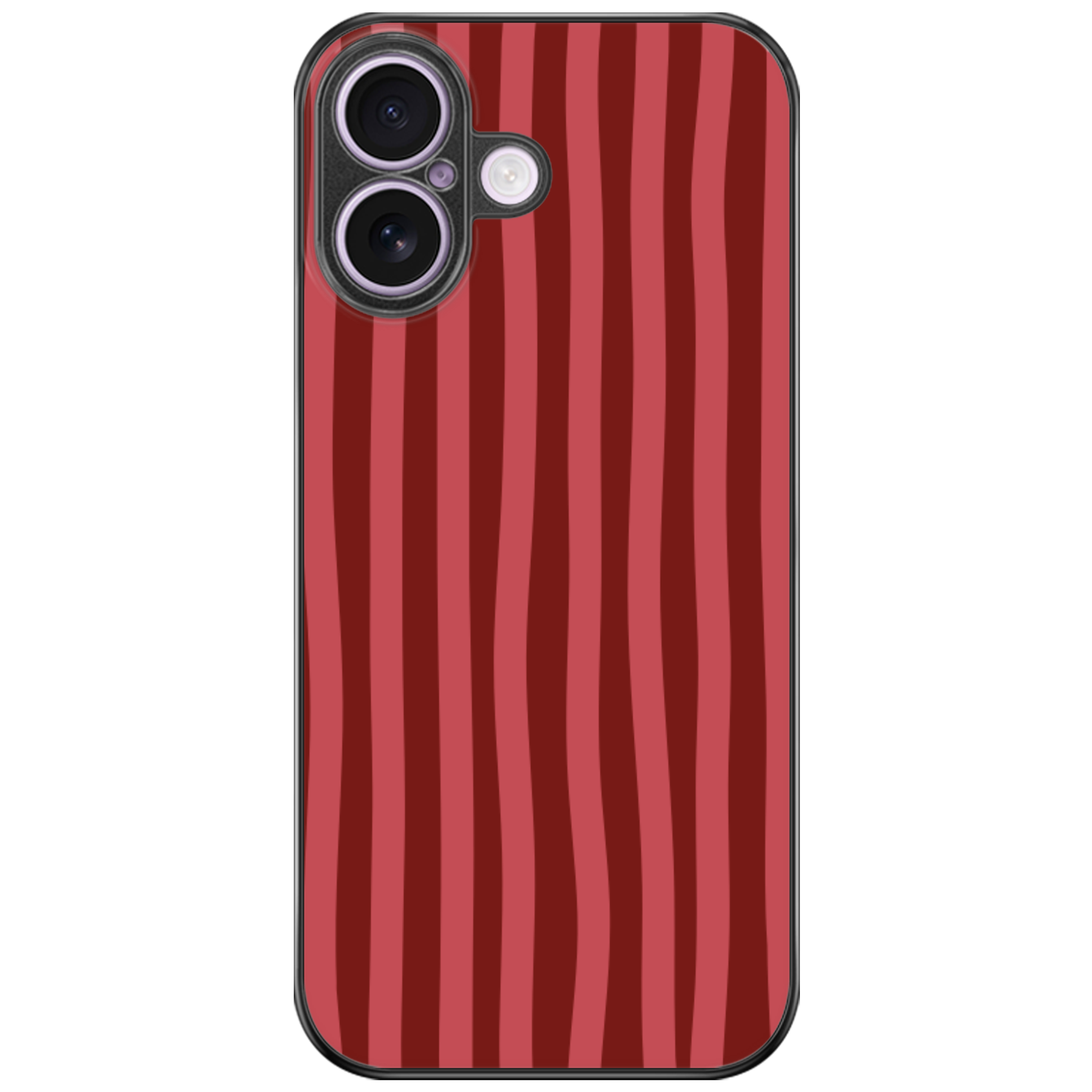 Red Vertical Ripple Stripes Glossy Phone Case | Winky Cats