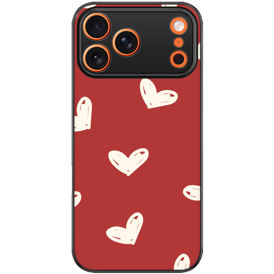 Cream Hearts Glossy Phone Case