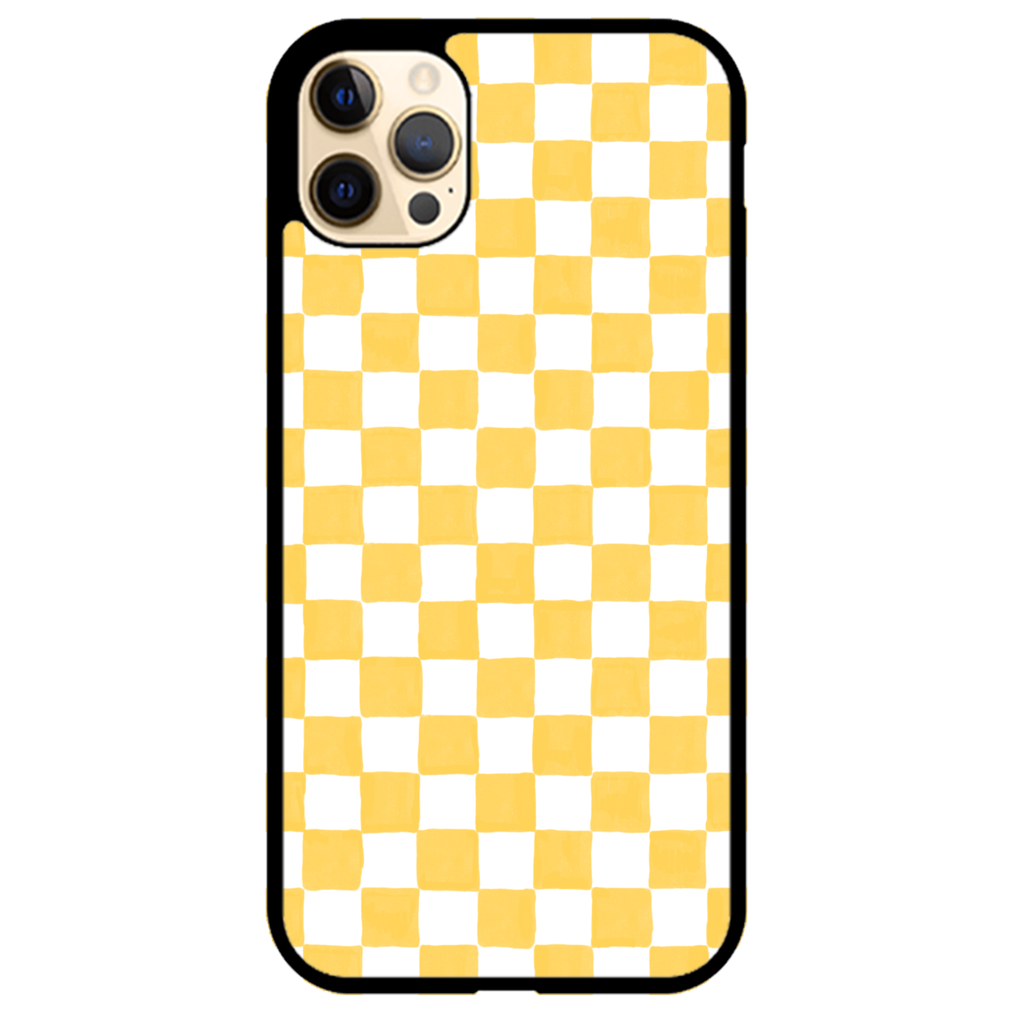 Yellow and White Checkers Glossy Phone Case | Winky Cats