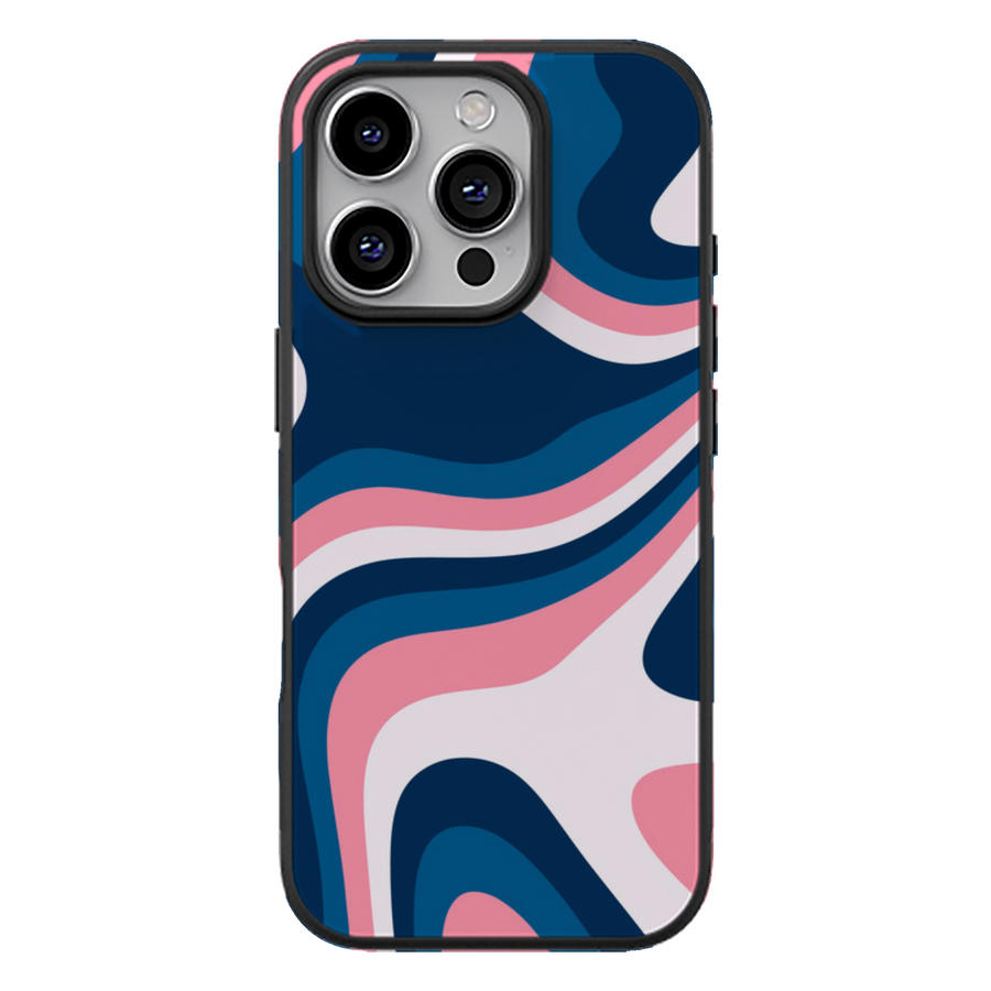 Pink Navy Marble Glossy Phone Case