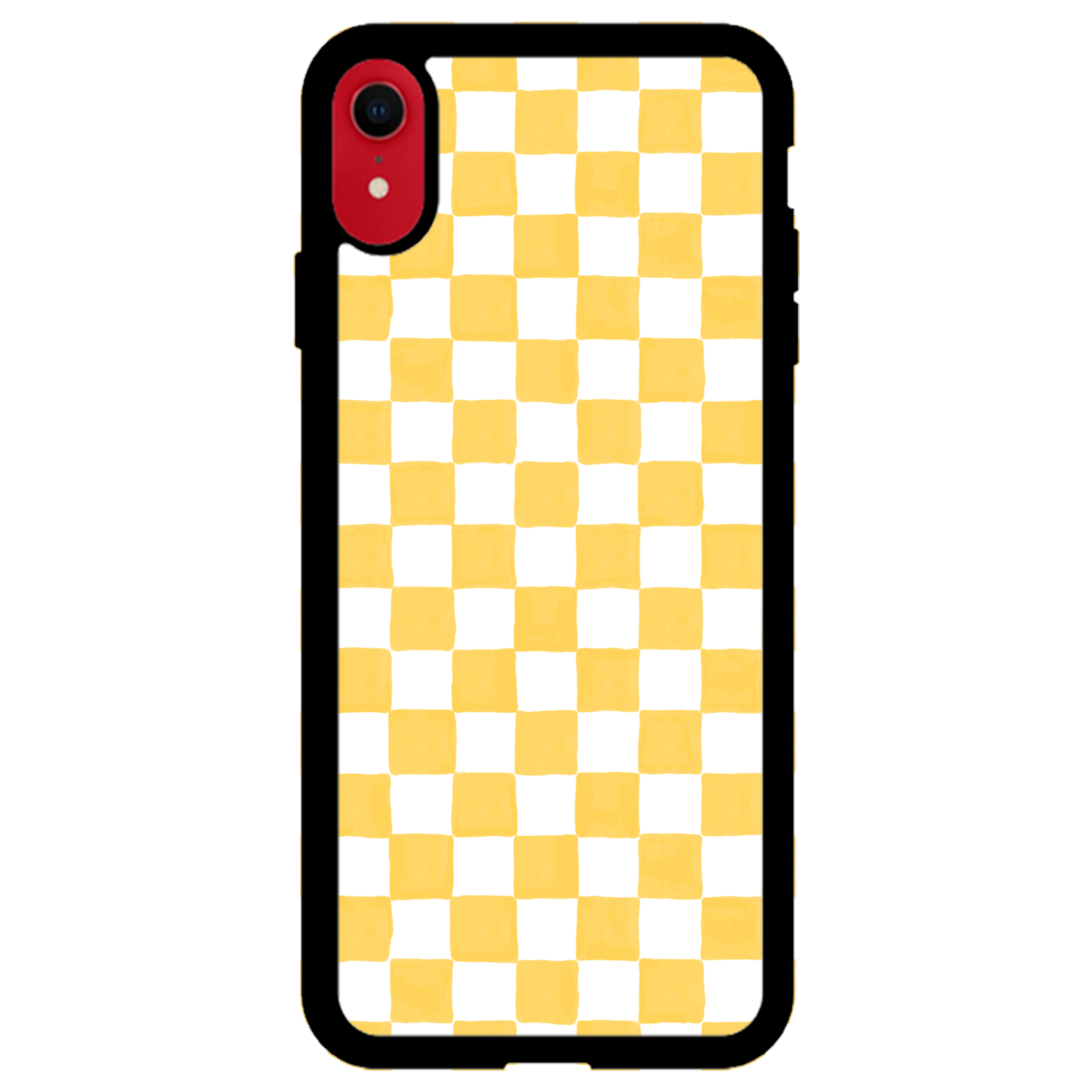 Yellow and White Checkers Glossy Phone Case | Winky Cats