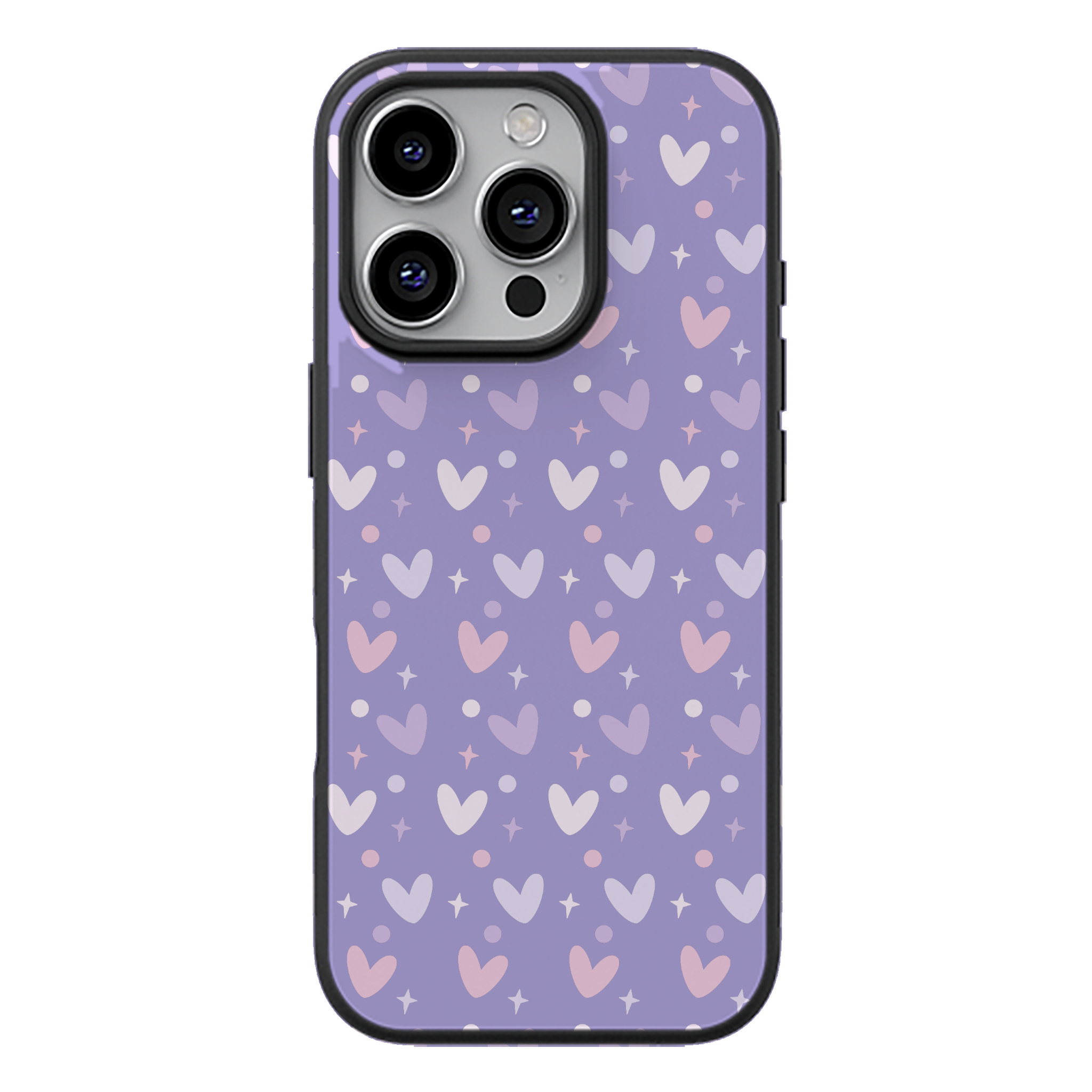 Lilac Heart Confetti Glossy Phone Case | Winky Cats