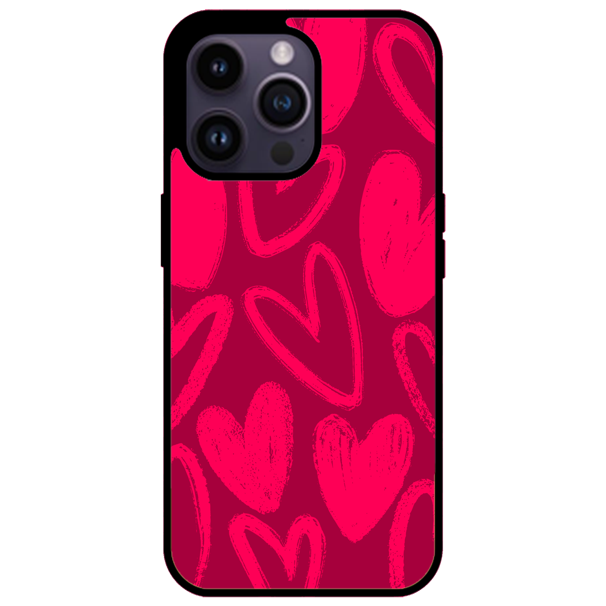 Berry Painted Hearts Glossy Phone Case | Winky Cats
