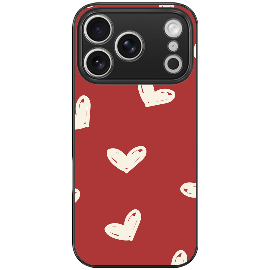 Cream Hearts Glossy Phone Case