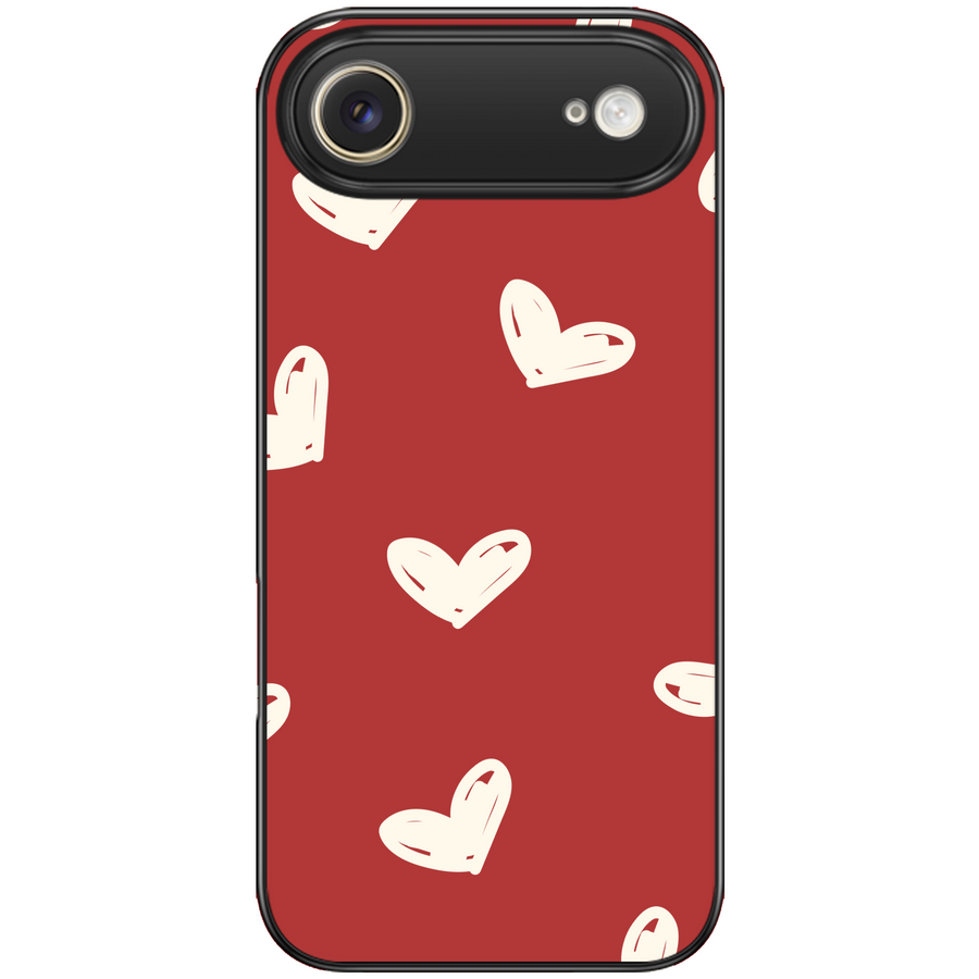 Cream Hearts Glossy Phone Case