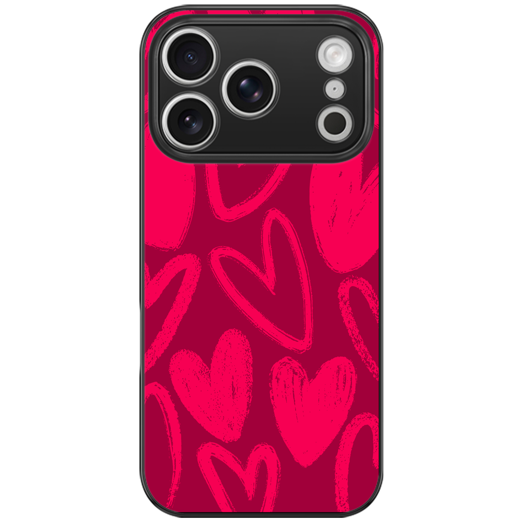 Berry Painted Hearts Glossy Phone Case | Winky Cats