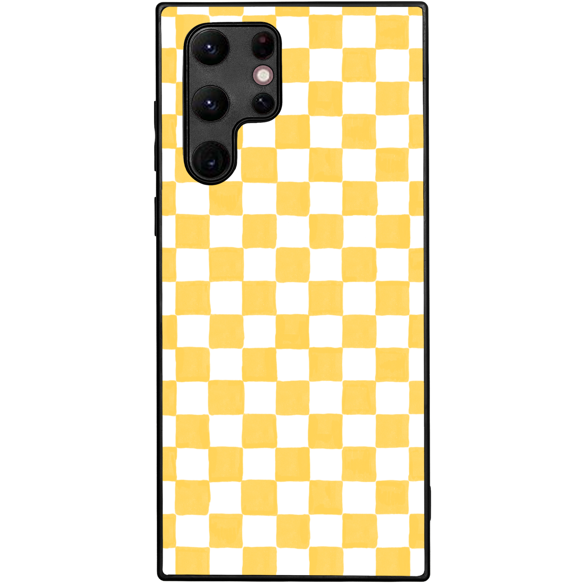 Yellow and White Checkers Glossy Phone Case | Winky Cats