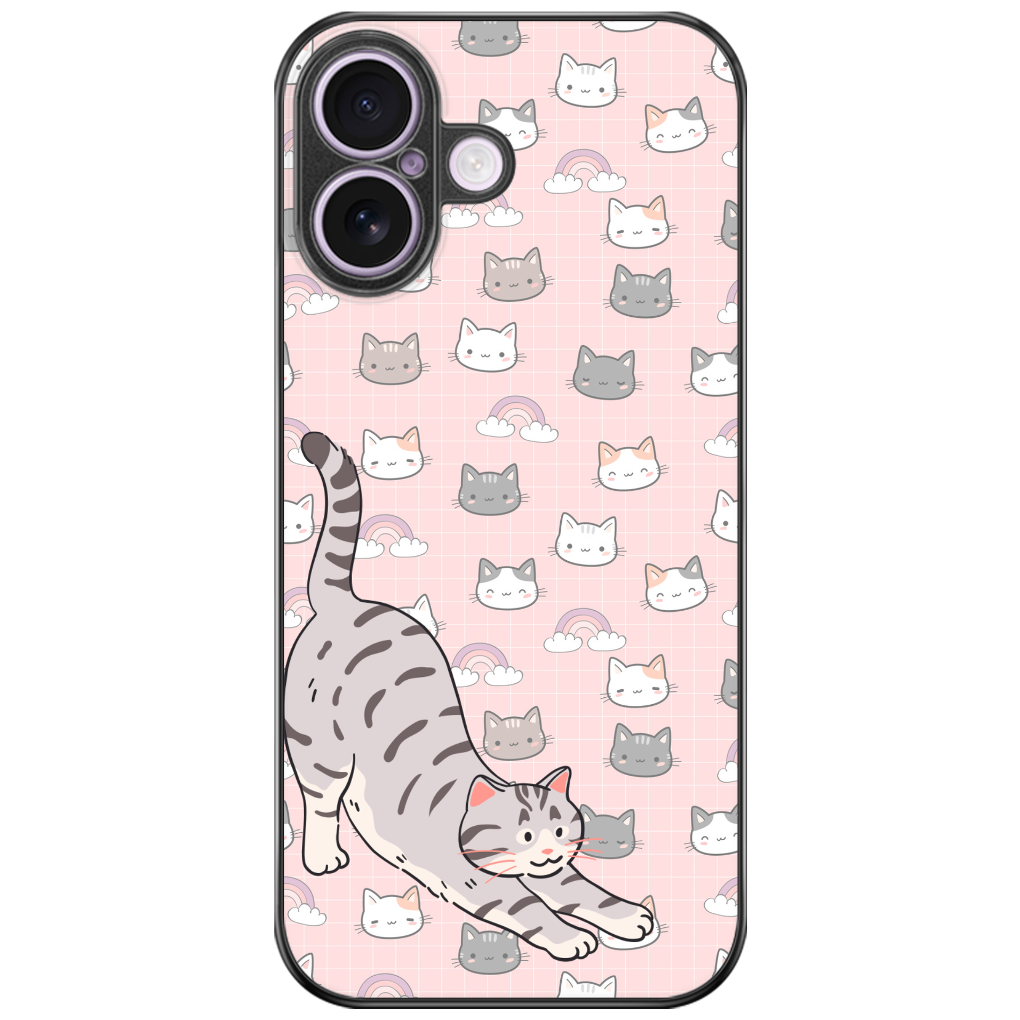 Tabby & Rainbows Glossy Phone Case | Winky Cats