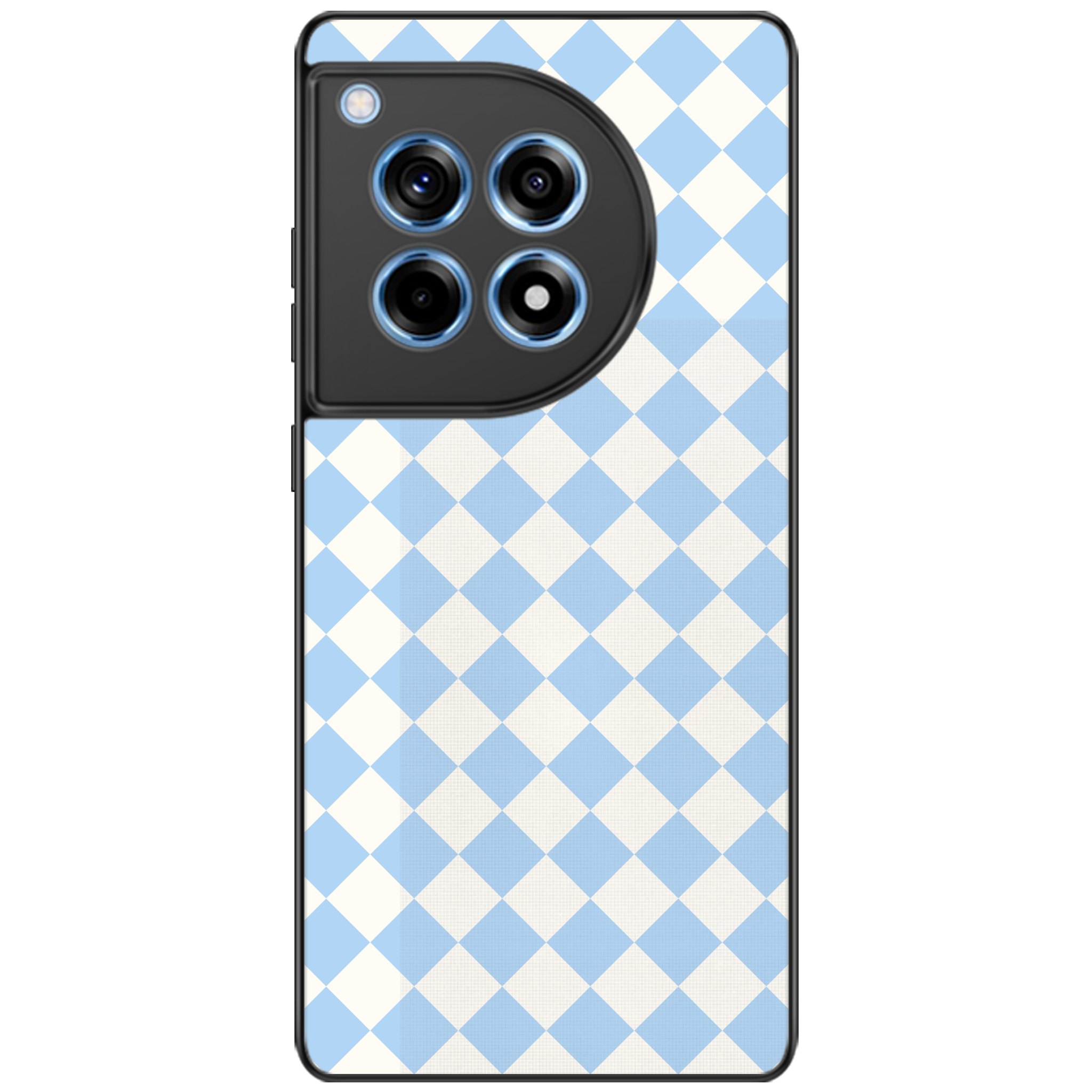 Blue and White Checkers Glossy Phone Case | Winky Cats