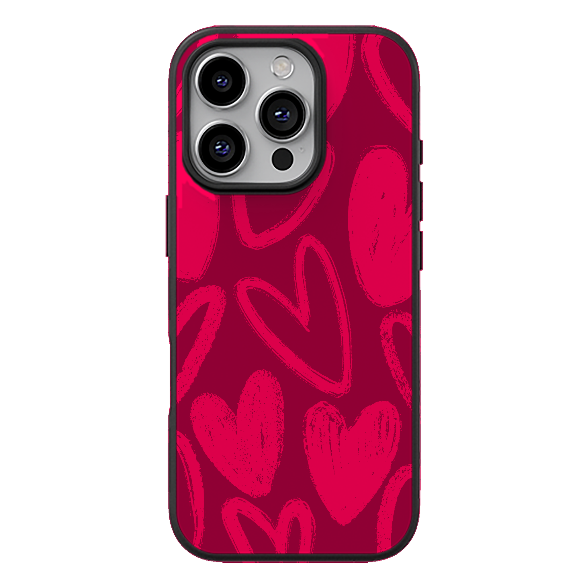 Berry Painted Hearts Glossy Phone Case | Winky Cats