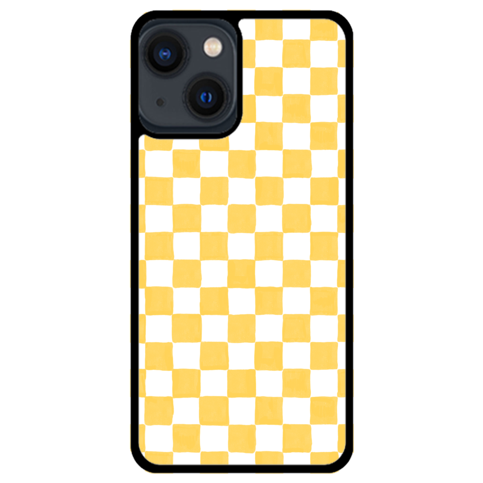 Yellow and White Checkers Glossy Phone Case | Winky Cats