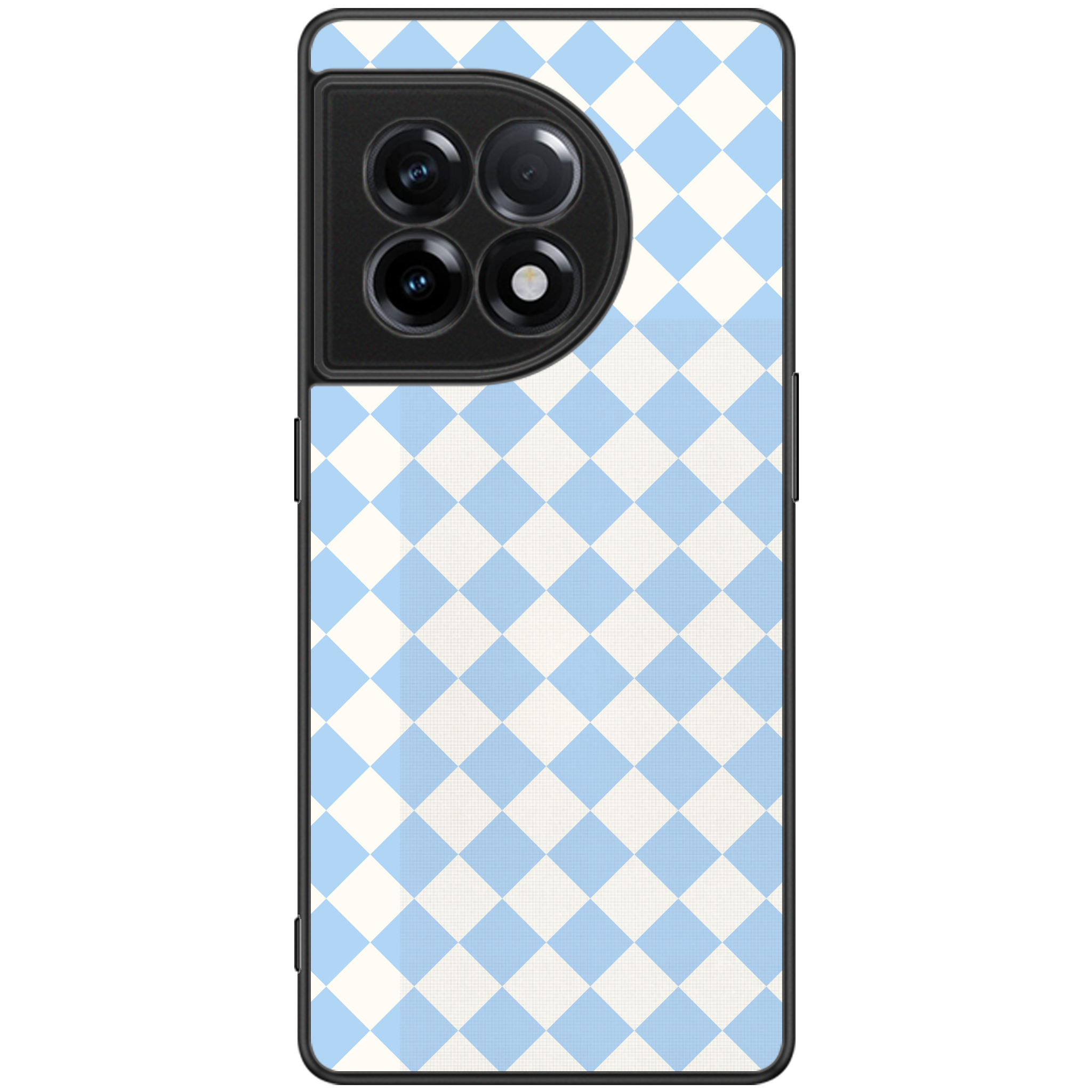 Blue and White Checkers Glossy Phone Case | Winky Cats