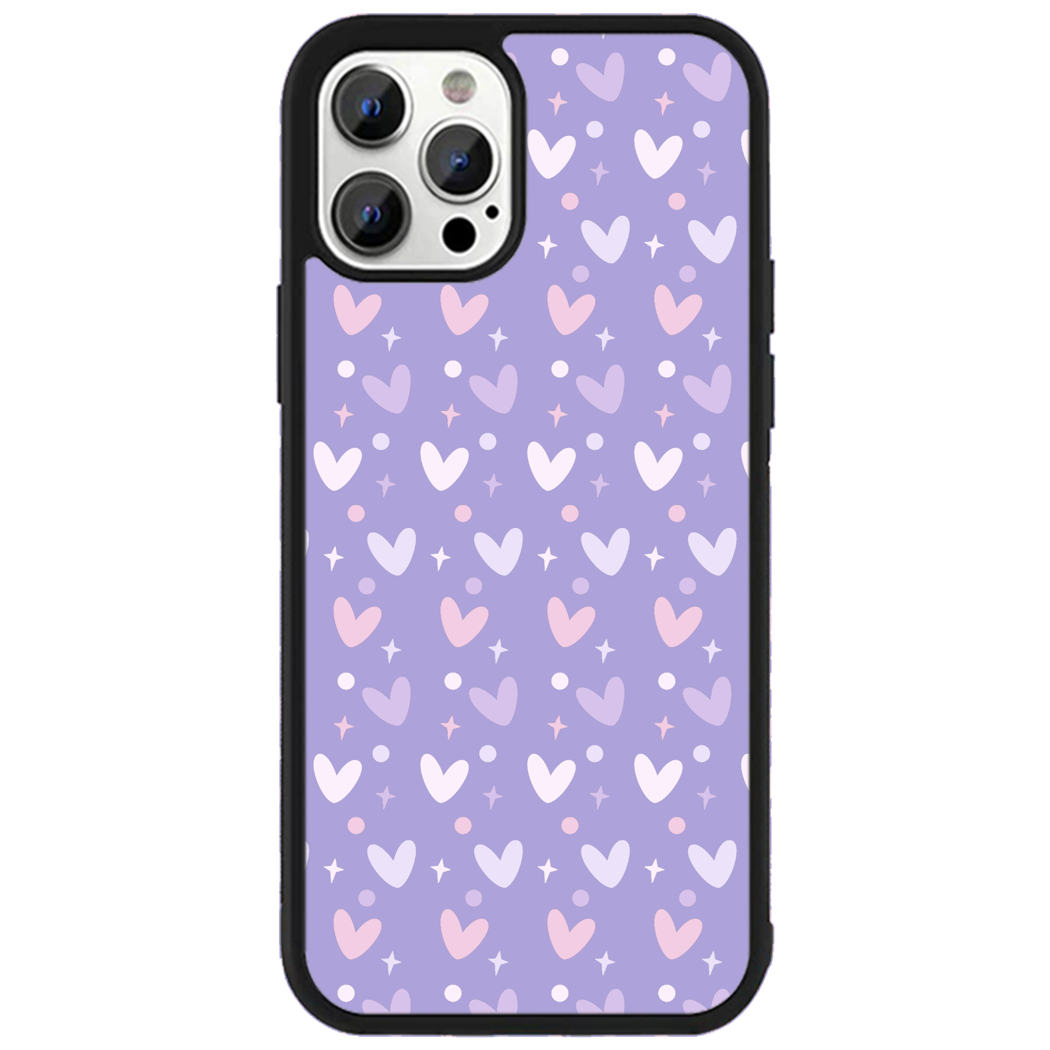 Lilac Heart Confetti Glossy Phone Case | Winky Cats