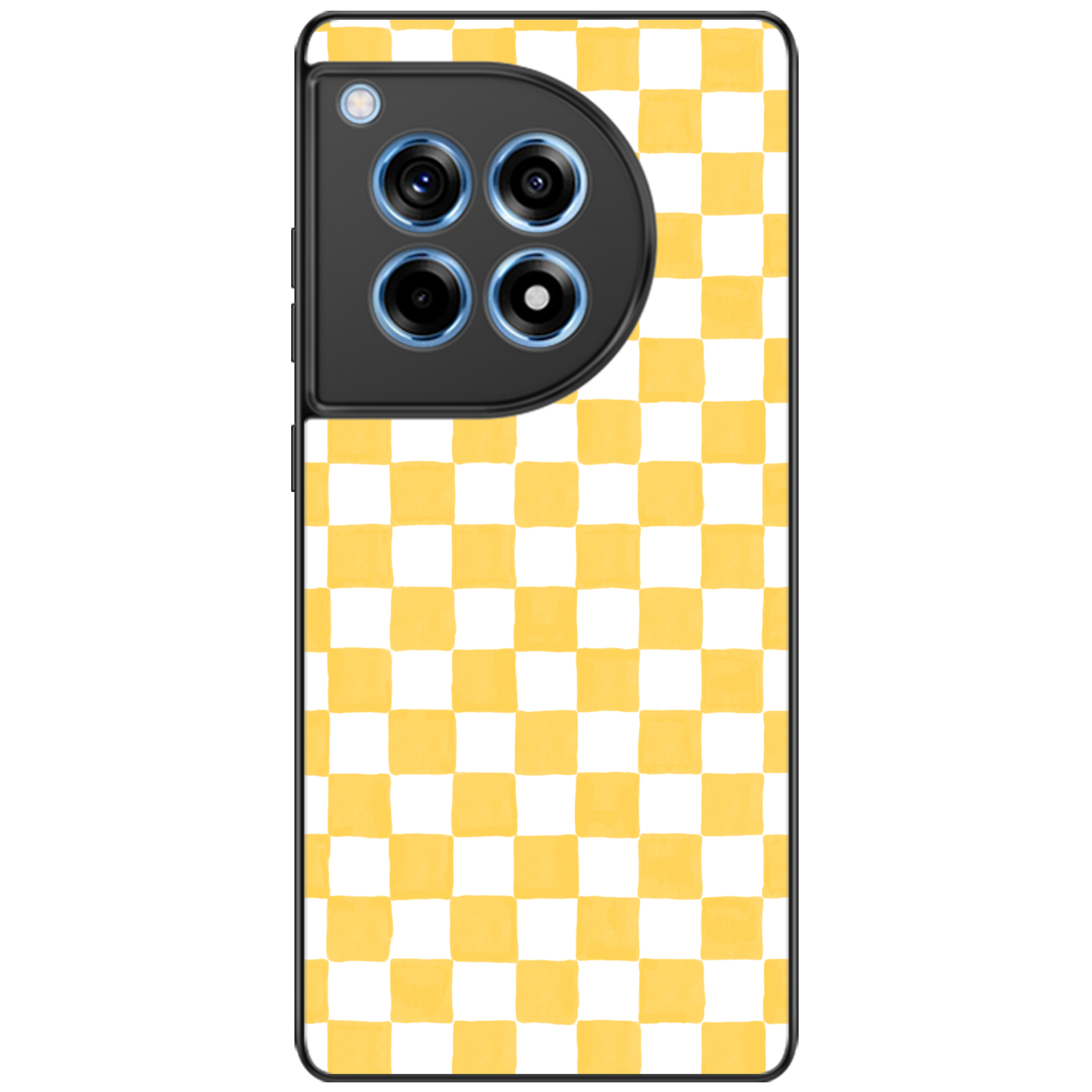 Yellow and White Checkers Glossy Phone Case | Winky Cats