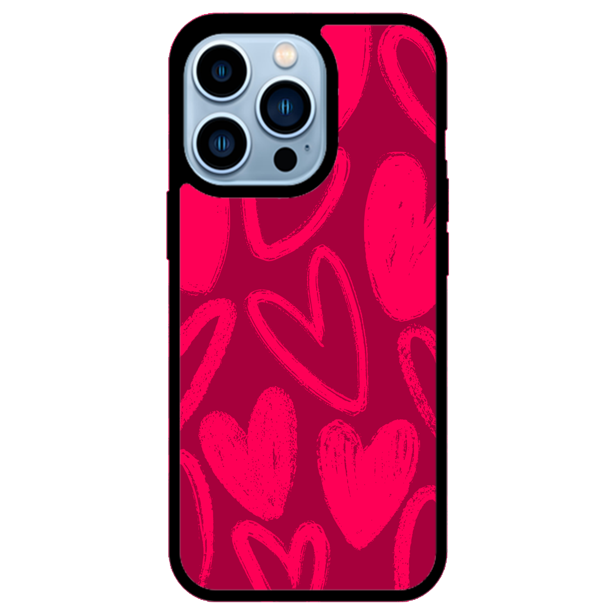 Berry Painted Hearts Glossy Phone Case | Winky Cats