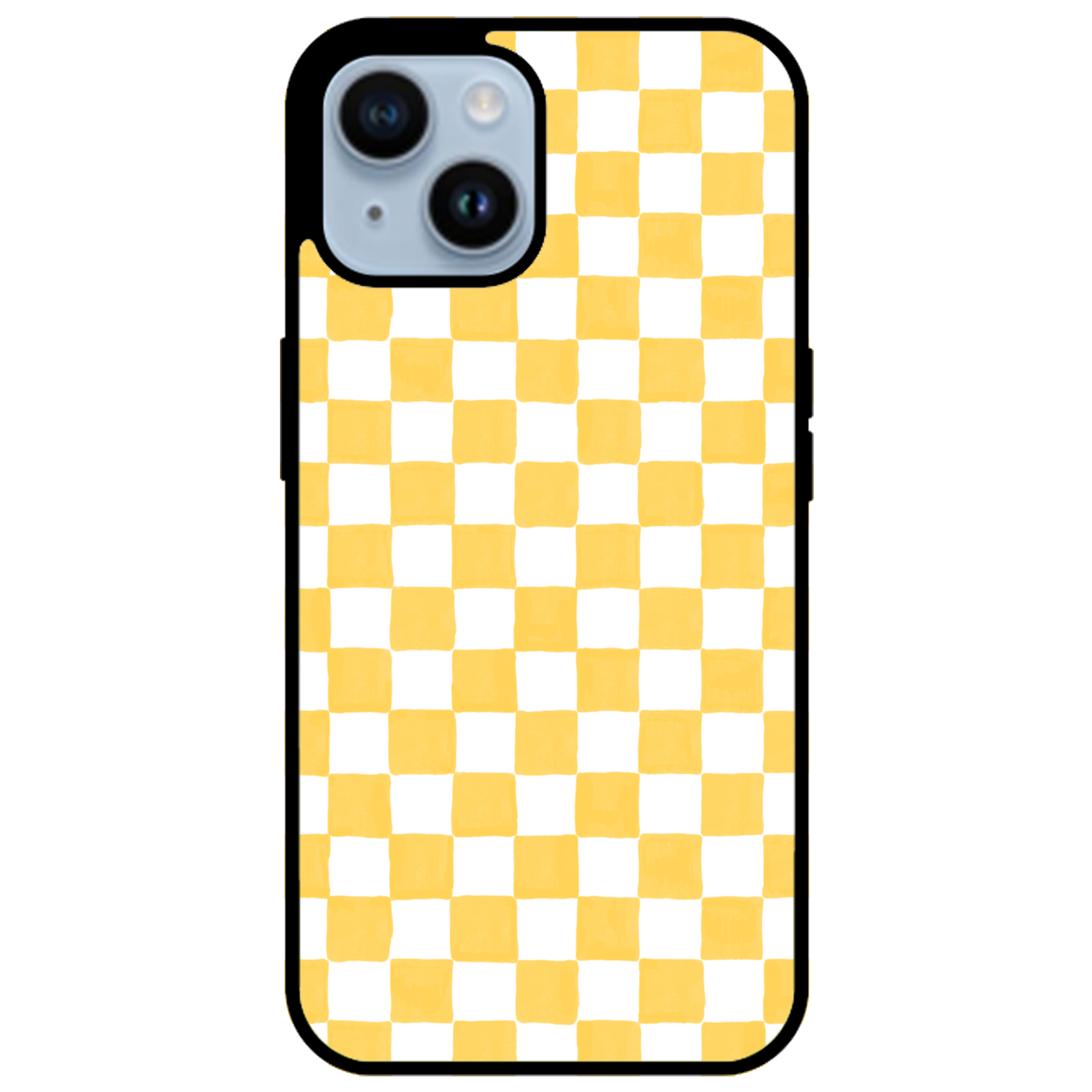Yellow and White Checkers Glossy Phone Case | Winky Cats