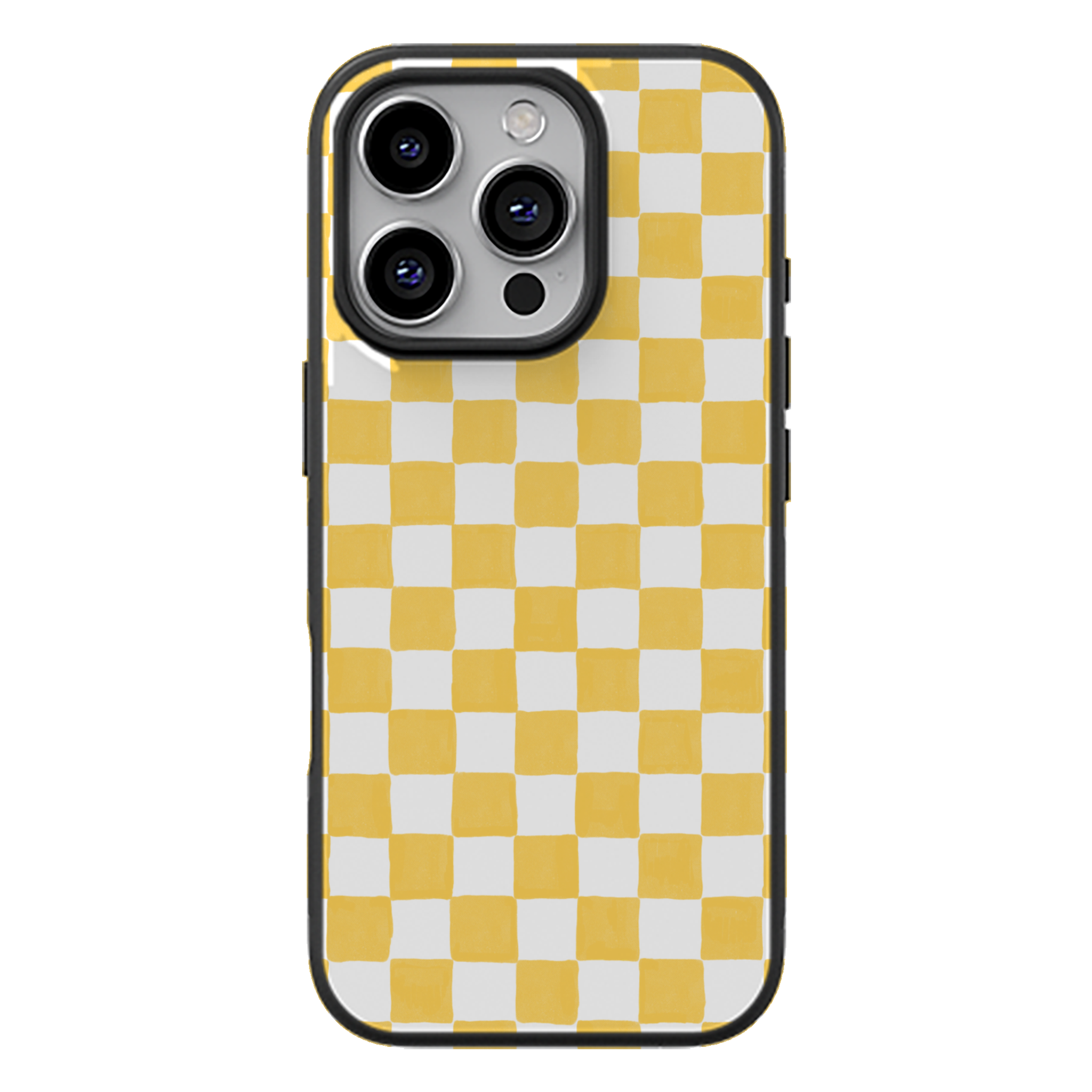 Yellow and White Checkers Glossy Phone Case | Winky Cats