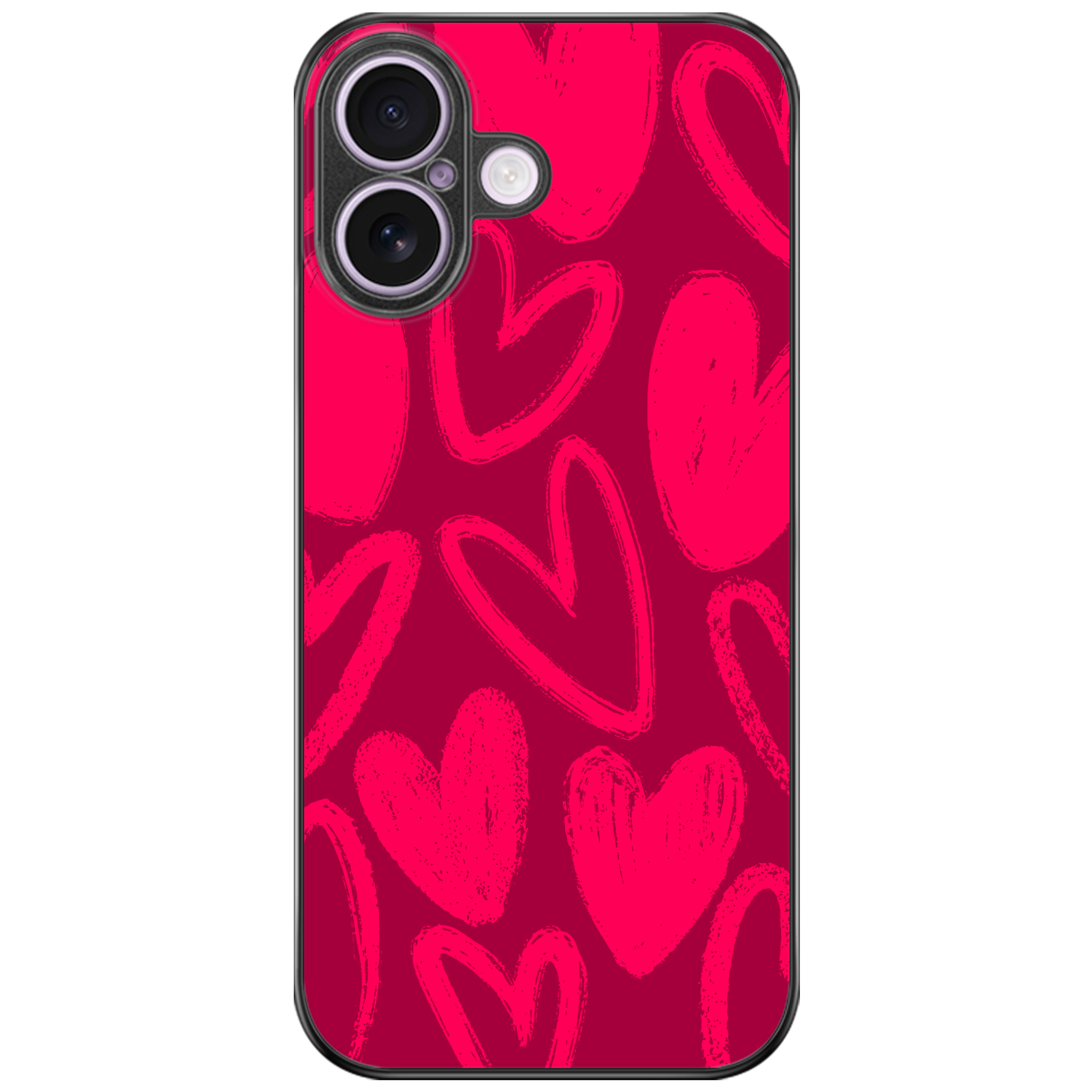 Berry Painted Hearts Glossy Phone Case | Winky Cats