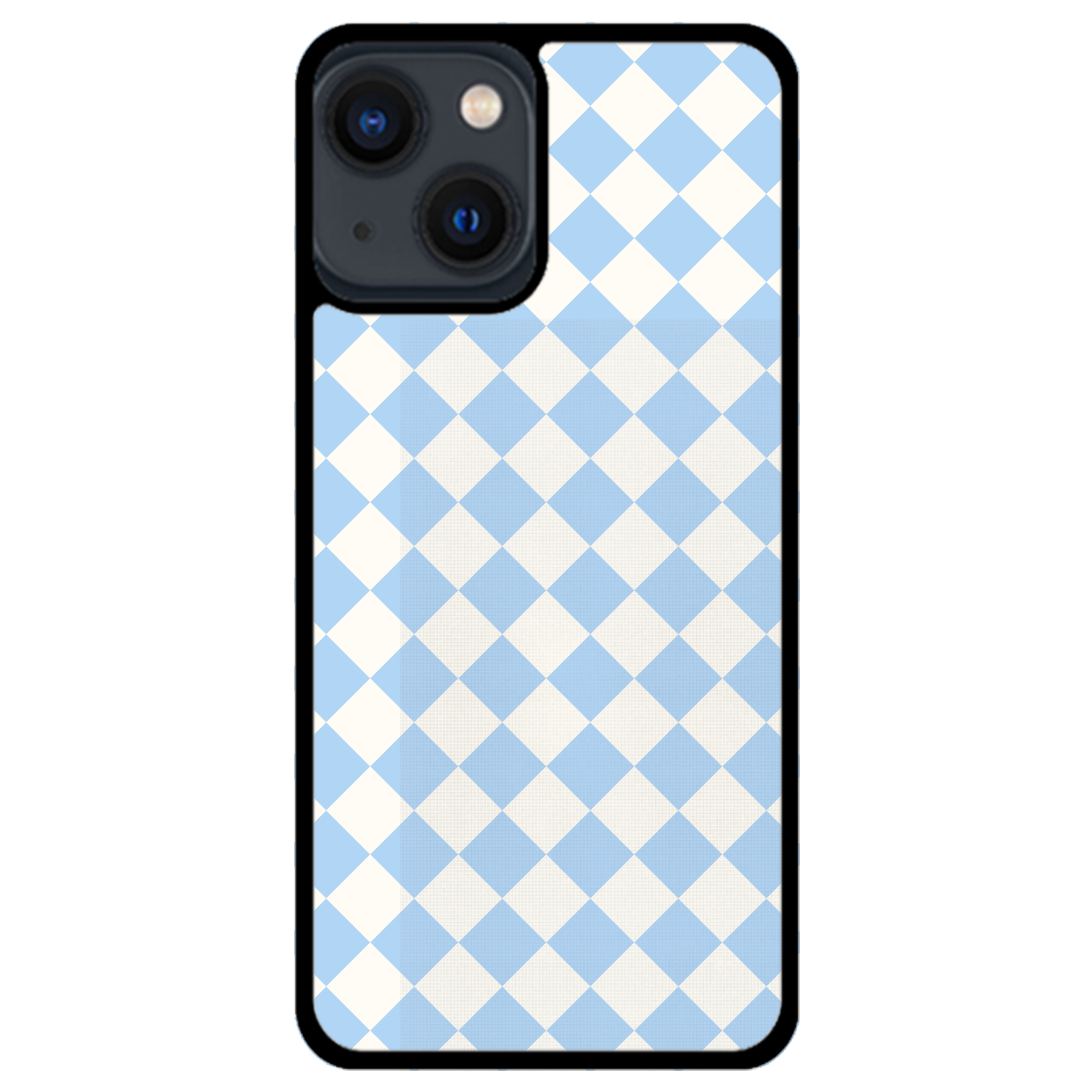 Blue and White Checkers Glossy Phone Case | Winky Cats