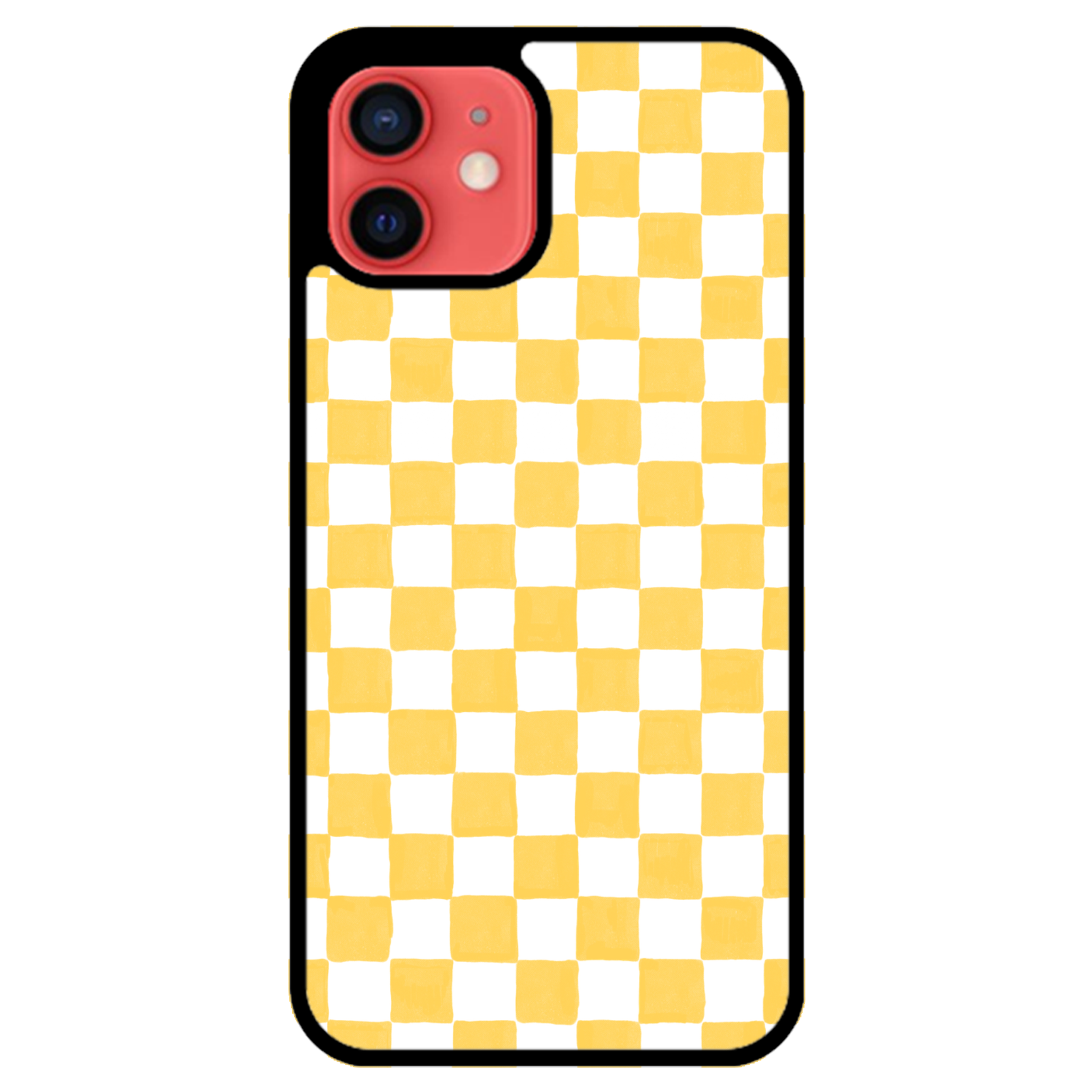 Yellow and White Checkers Glossy Phone Case | Winky Cats