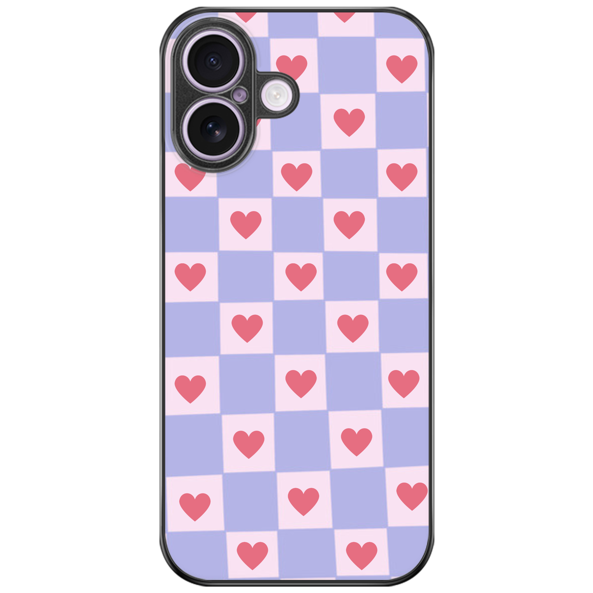 Lilac Hearts Checkered Phone Case | Winky Cats
