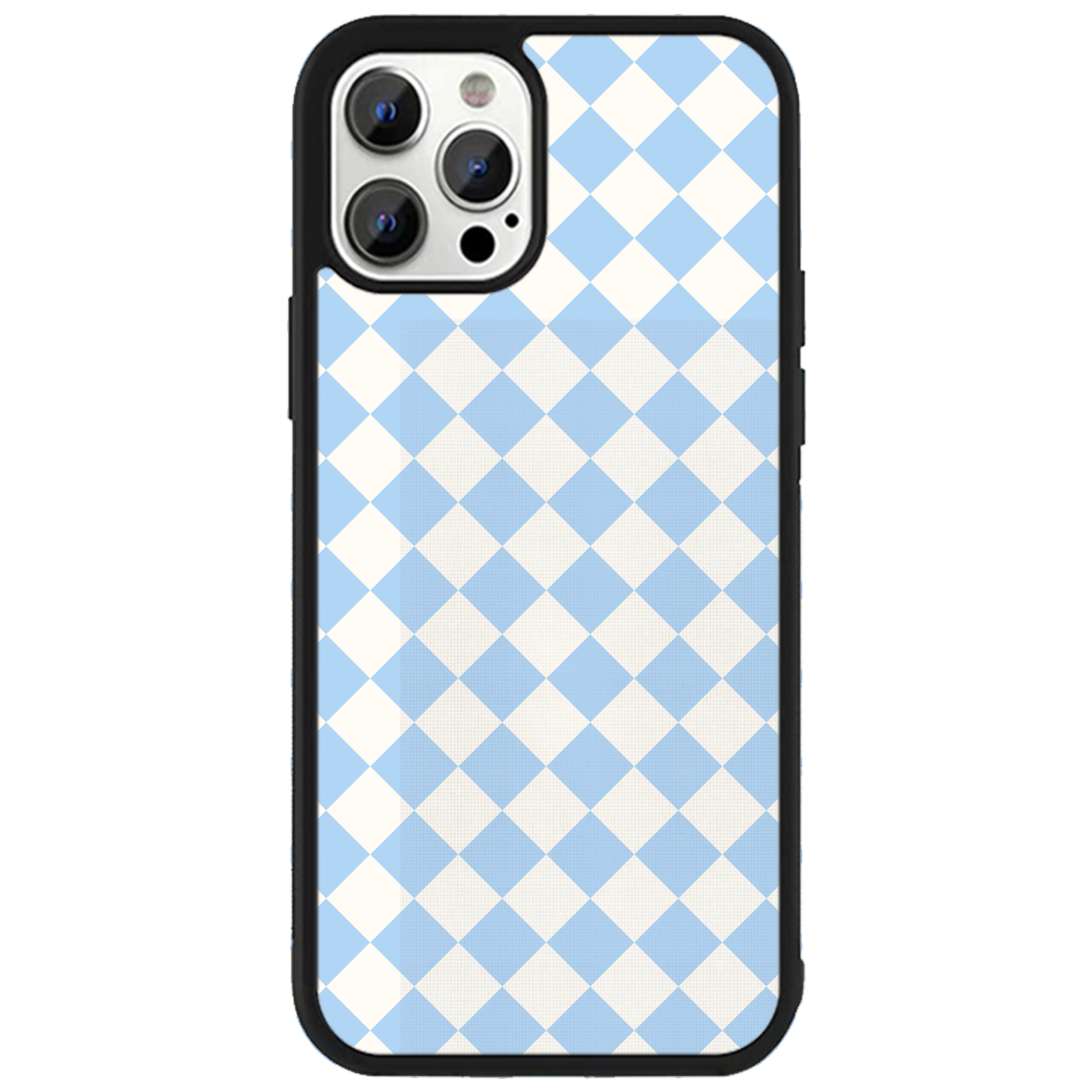 Blue and White Checkers Glossy Phone Case | Winky Cats