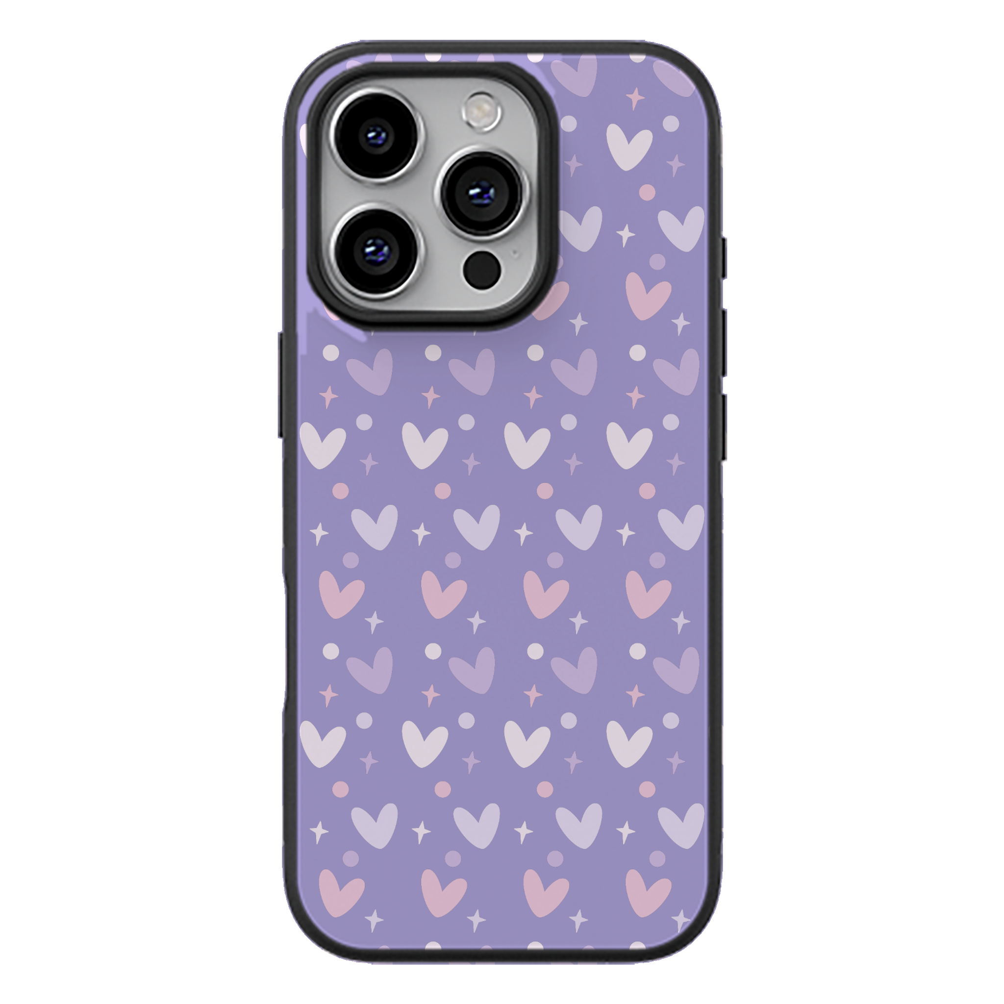 Lilac Heart Confetti Glossy Phone Case | Winky Cats