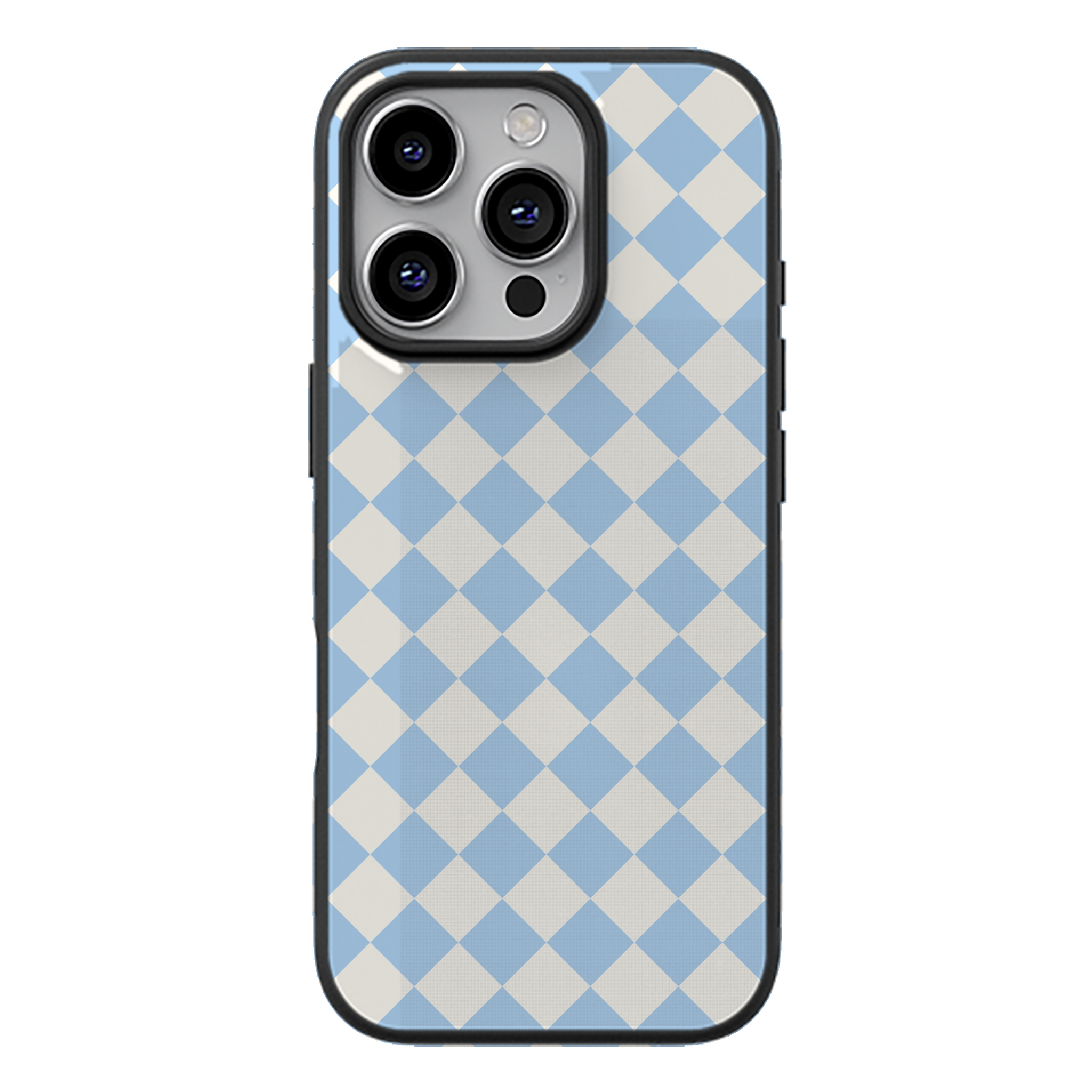 Blue and White Checkers Glossy Phone Case | Winky Cats