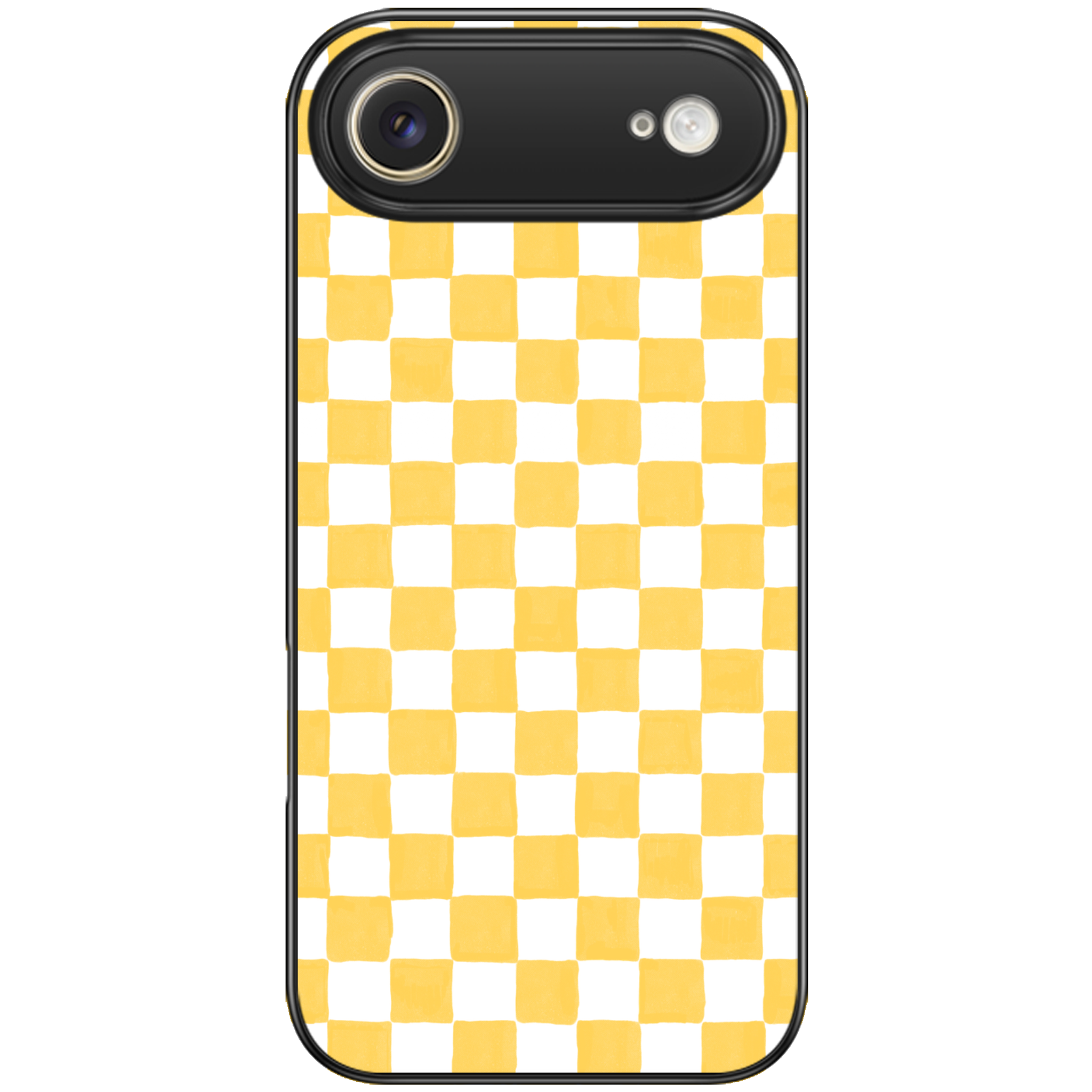 Yellow and White Checkers Glossy Phone Case | Winky Cats
