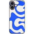 Blue & White Bold Swirls Glossy Phone Case | Winky Cats