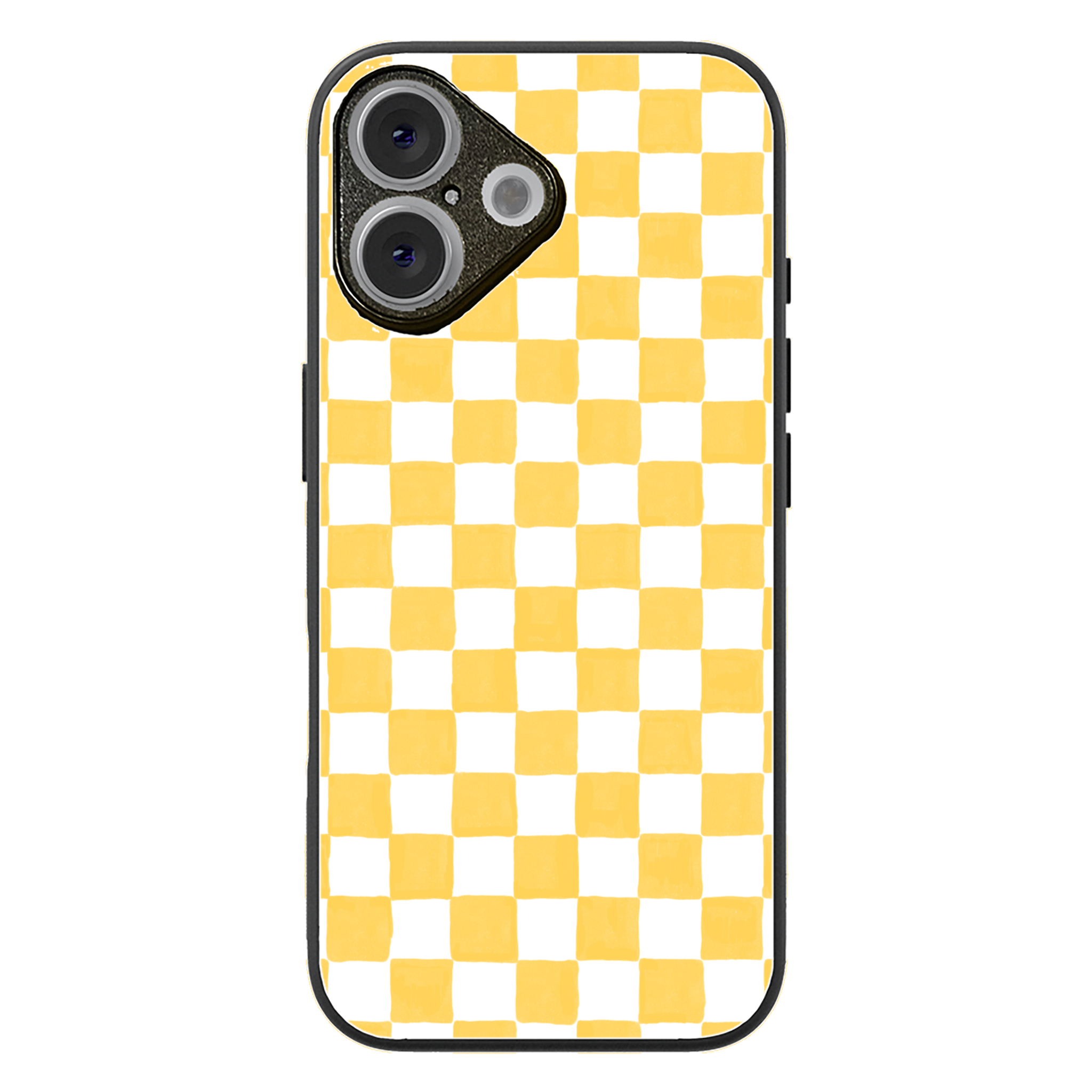 Yellow and White Checkers Glossy Phone Case | Winky Cats