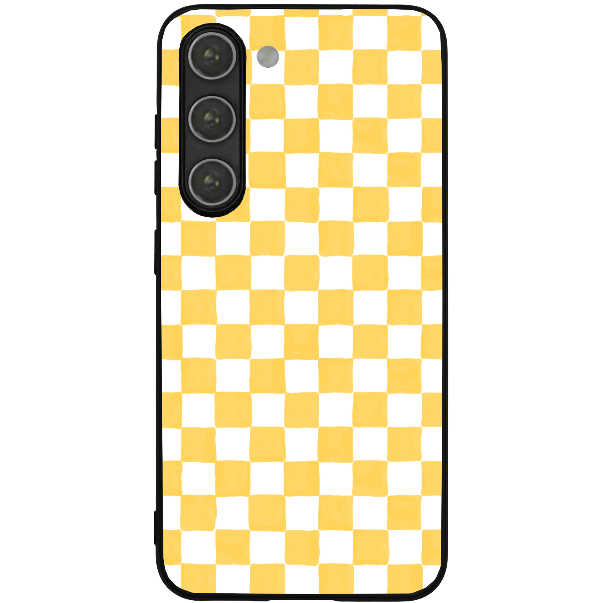 Yellow and White Checkers Glossy Phone Case | Winky Cats