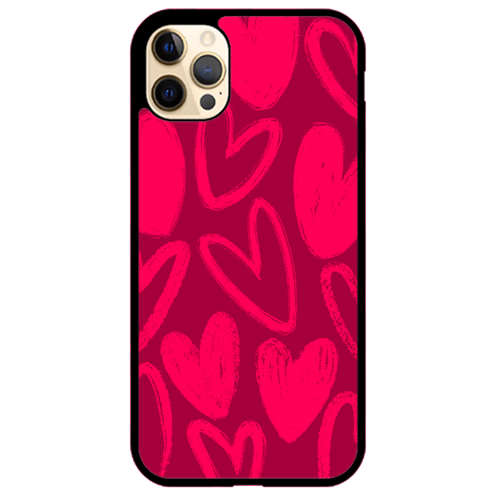 Berry Painted Hearts Glossy Phone Case | Winky Cats