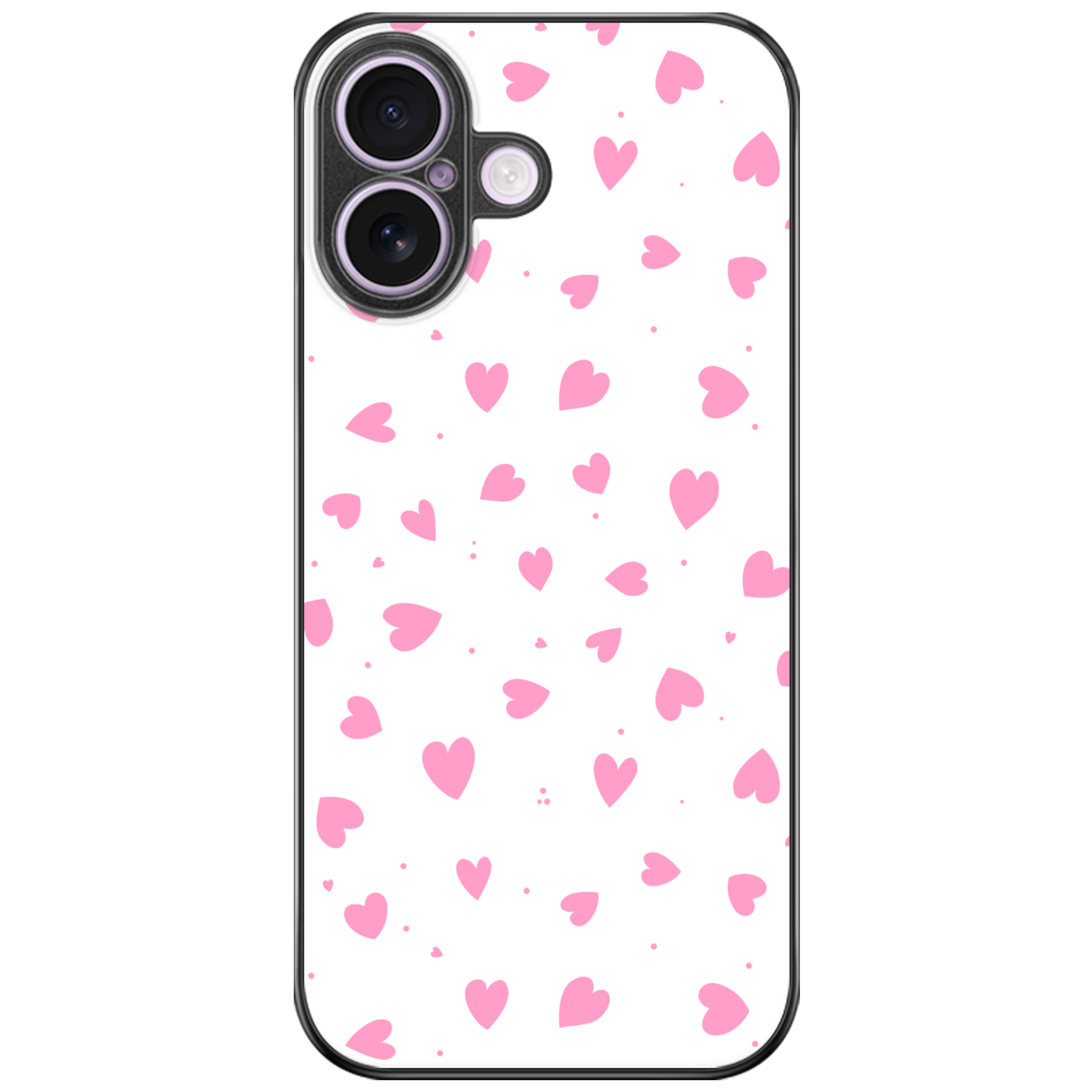 Pink Confetti Hearts Glossy Phone Case | Winky Cats