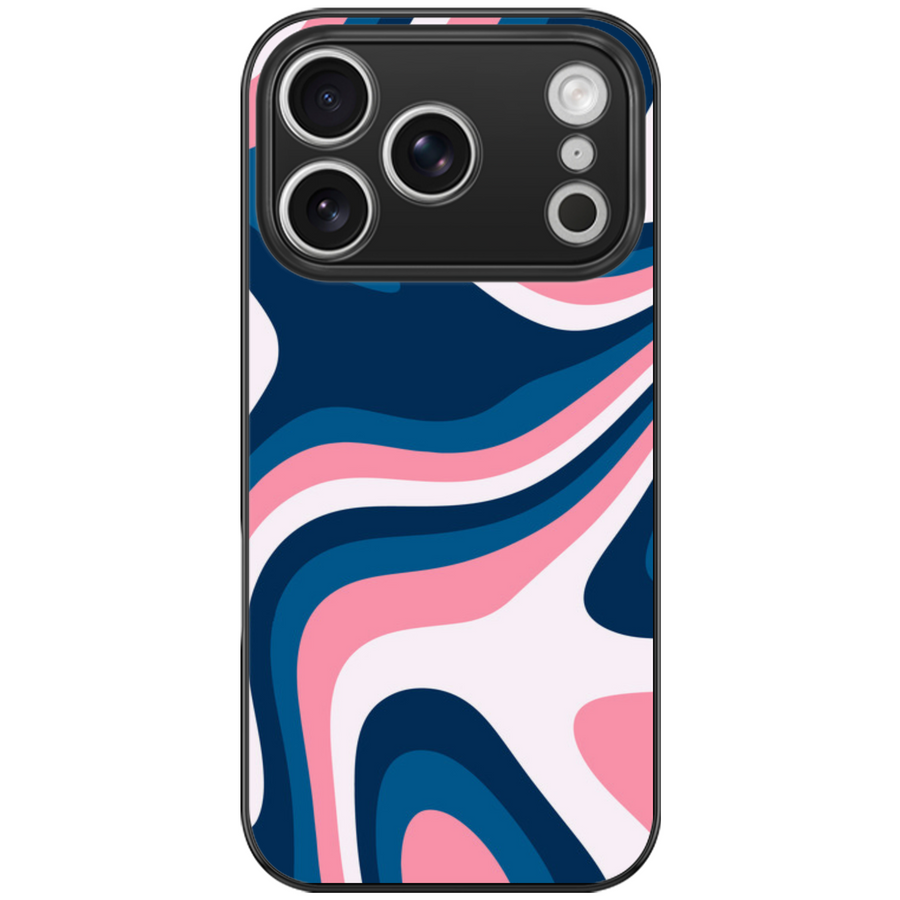 Pink Navy Marble Glossy Phone Case
