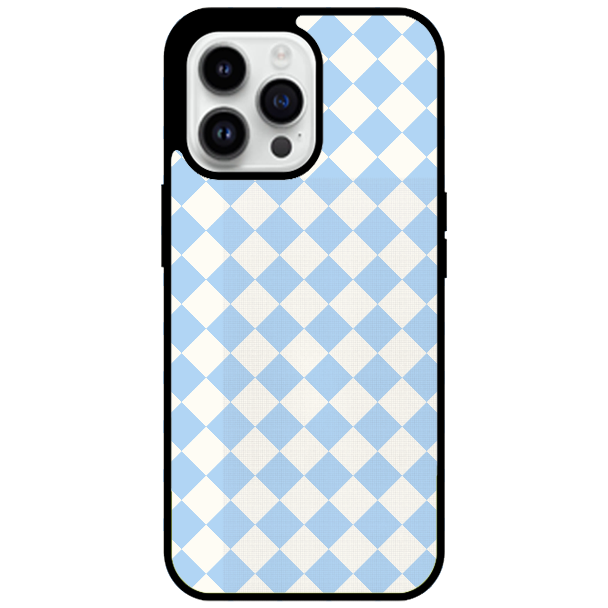 Blue and White Checkers Glossy Phone Case | Winky Cats