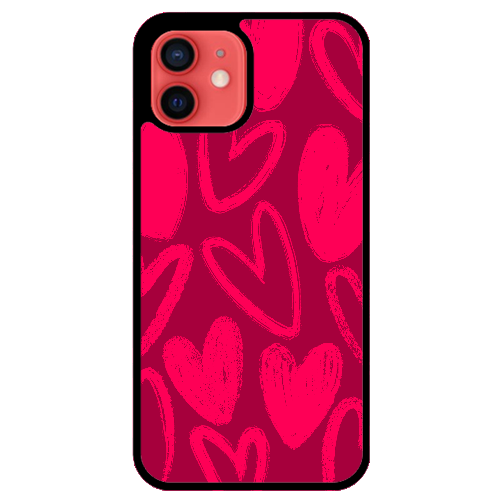 Berry Painted Hearts Glossy Phone Case | Winky Cats
